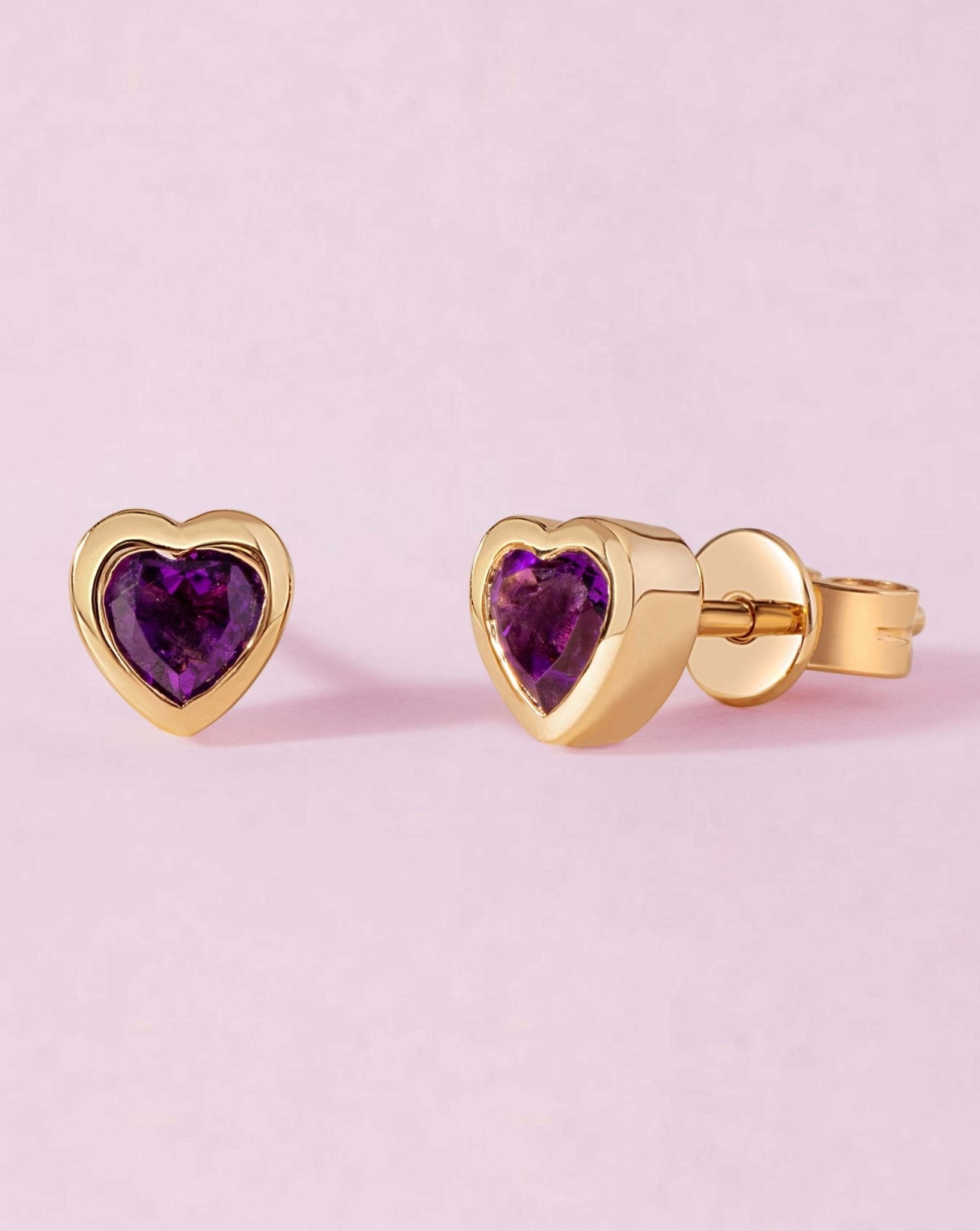 Mini Gemstone Bezel Heart Studs - Sparkle Society