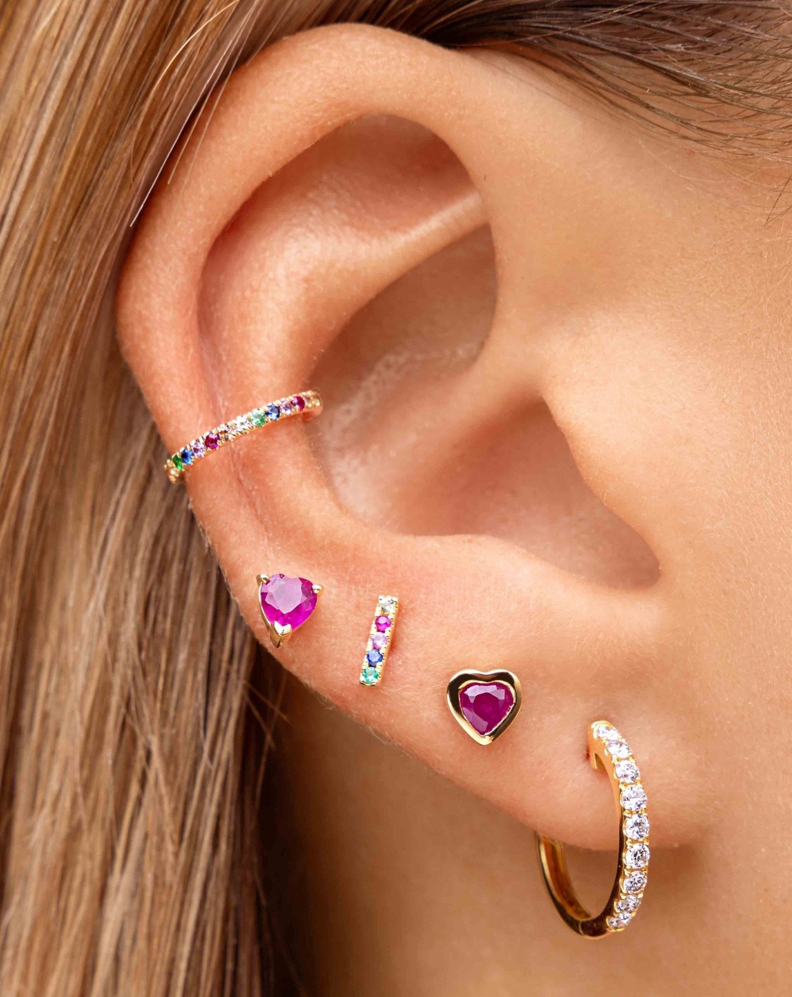 Mini Gemstone Bezel Heart Studs - Sparkle Society