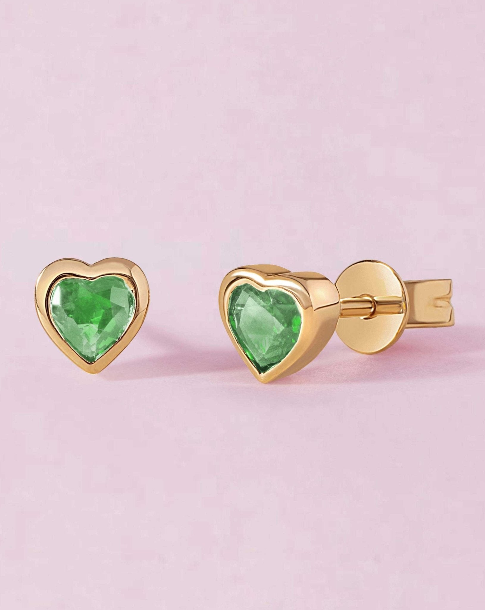 Mini Gemstone Bezel Heart Studs - Sparkle Society