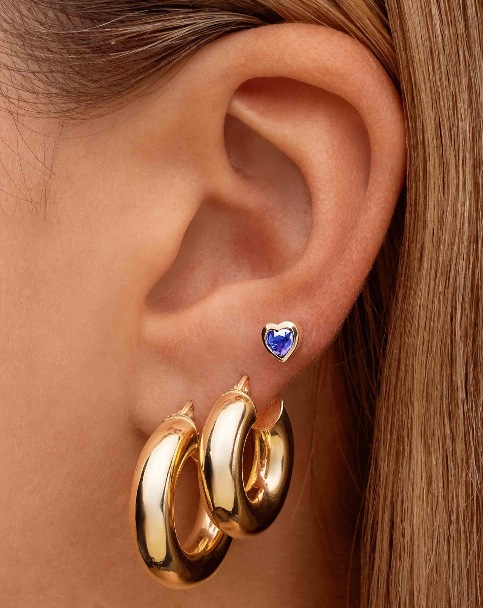 Mini Gemstone Bezel Heart Studs - Sparkle Society