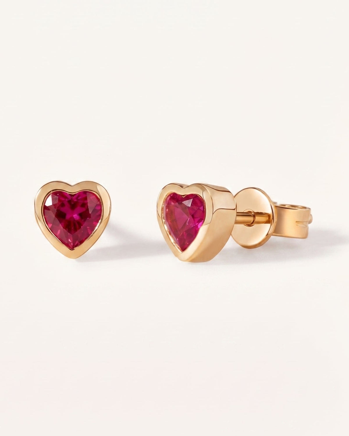 Mini Gemstone Bezel Heart Studs - Sparkle Society