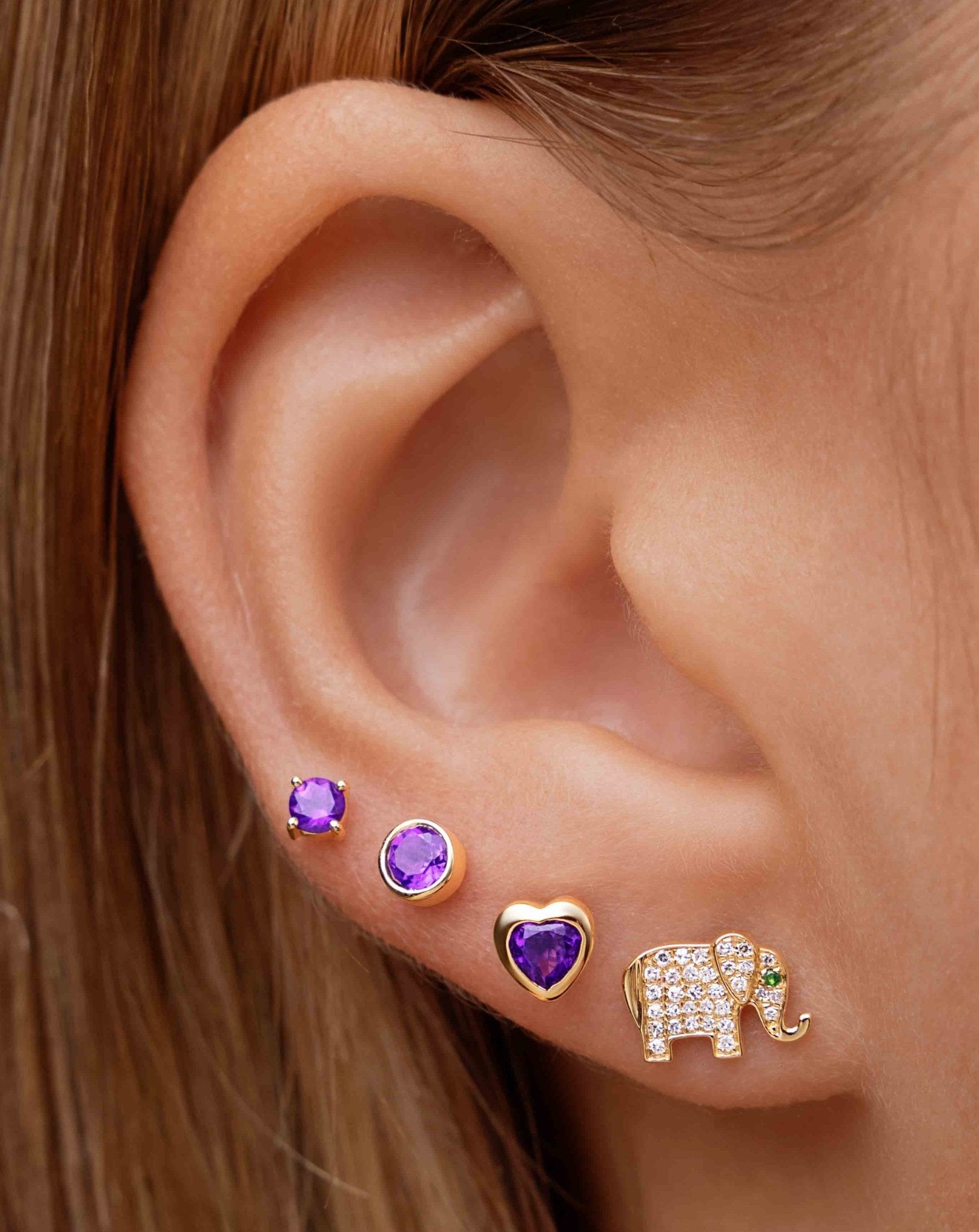 Mini Gemstone Bezel Heart Studs - Sparkle Society