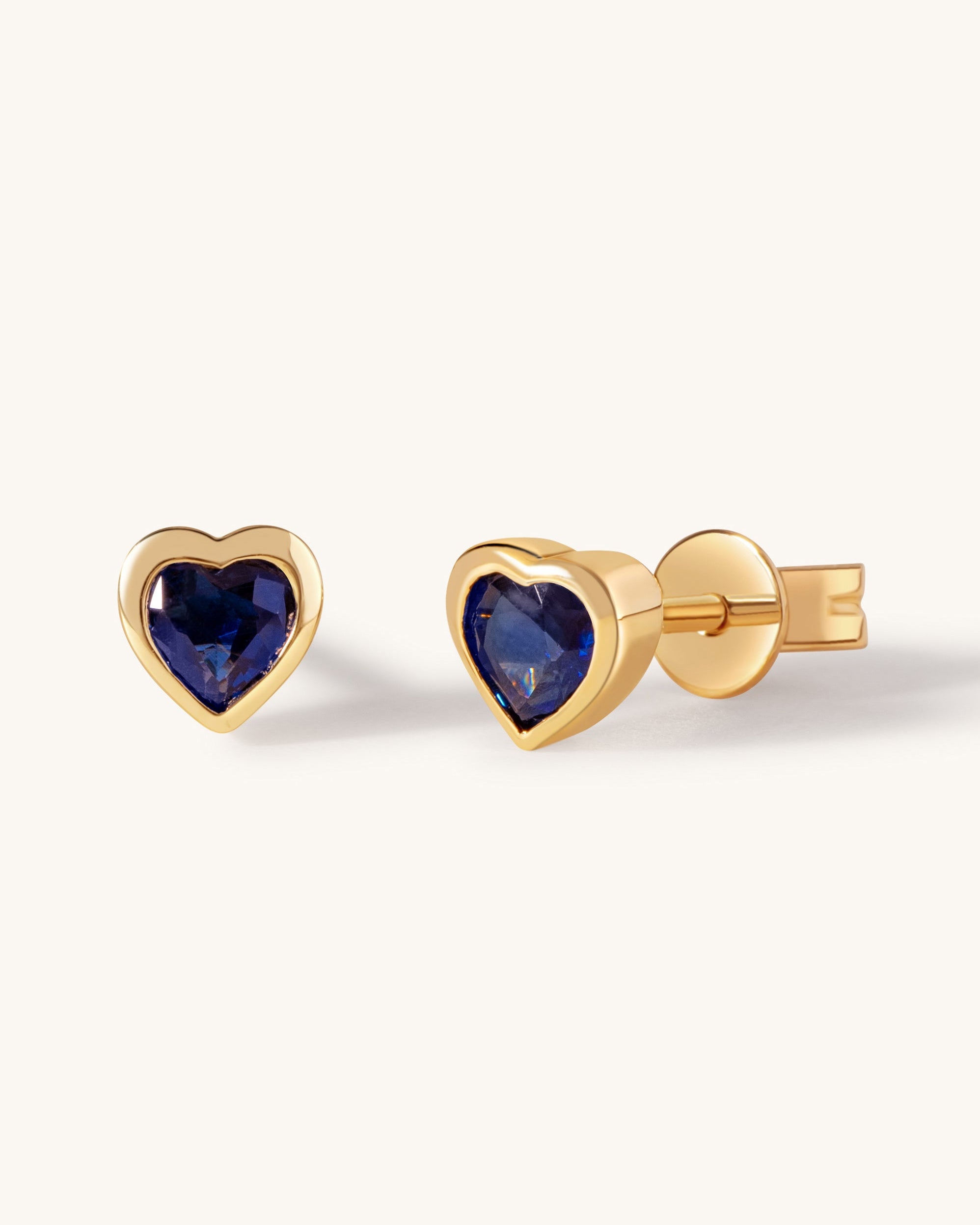 Mini Gemstone Bezel Heart Studs - Sparkle Society