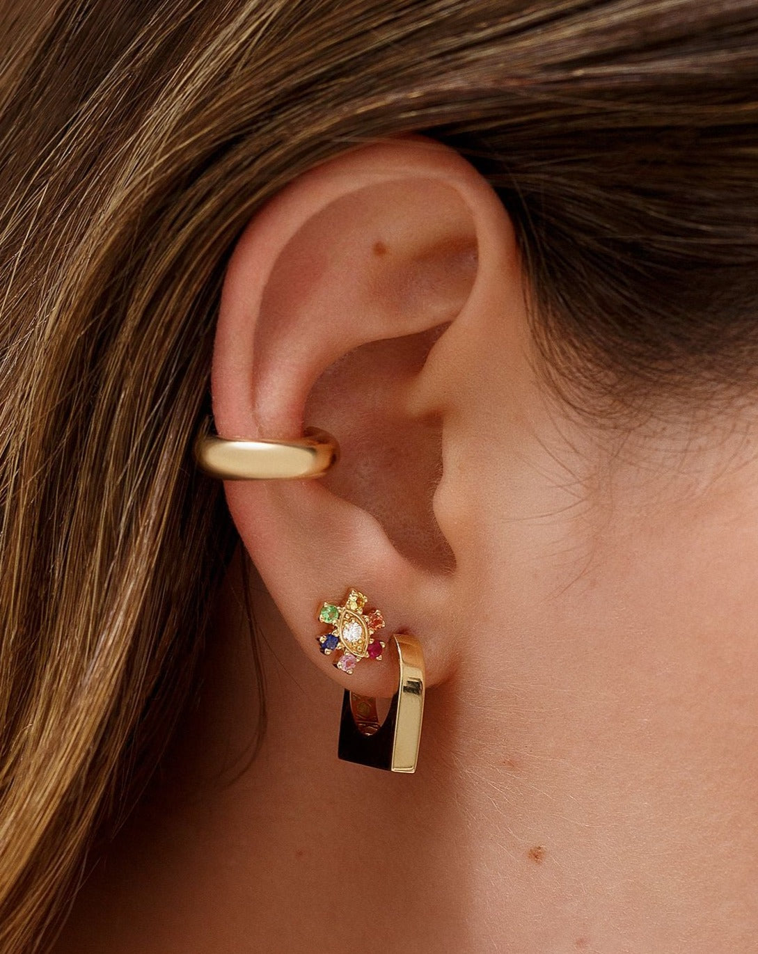 Mini Gemstone Evil Eye Studs - Sparkle Society