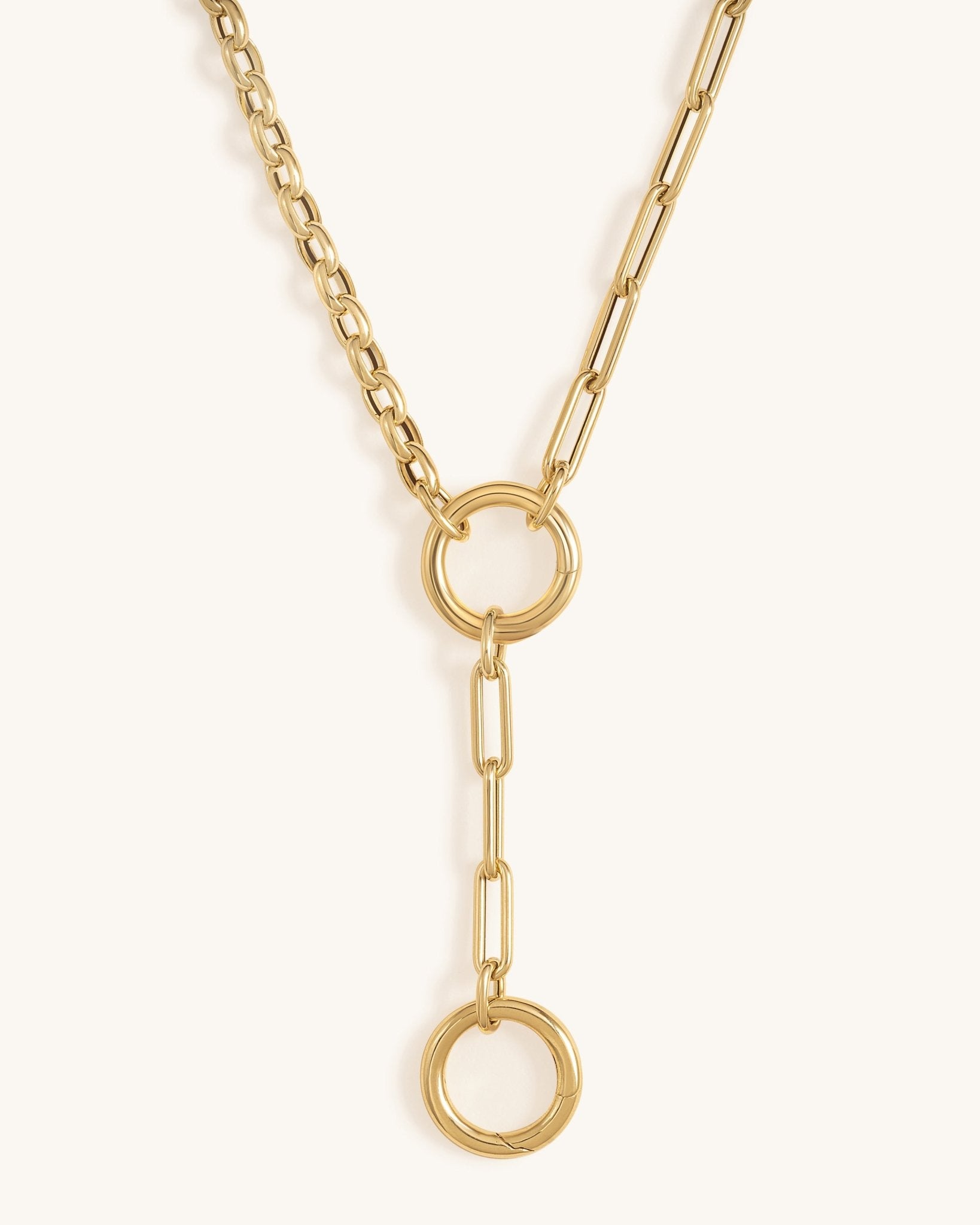 Mixed Belcher and Paperclip Lariat Necklace - Sparkle Society