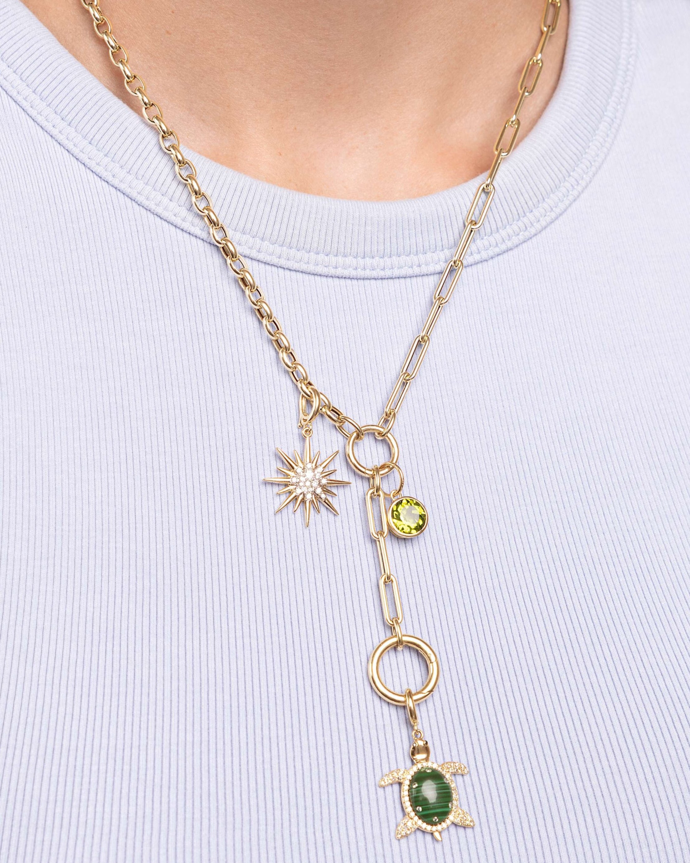 Mixed Belcher and Paperclip Lariat Necklace - Sparkle Society