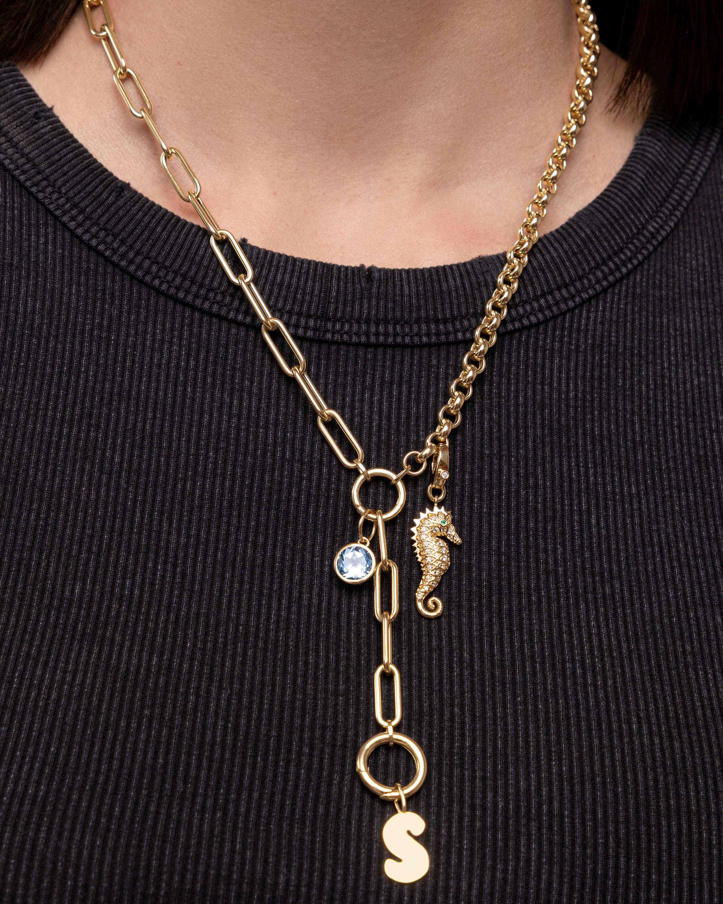 Mixed Rolo and Paperclip Lariat Necklace - Sparkle Society
