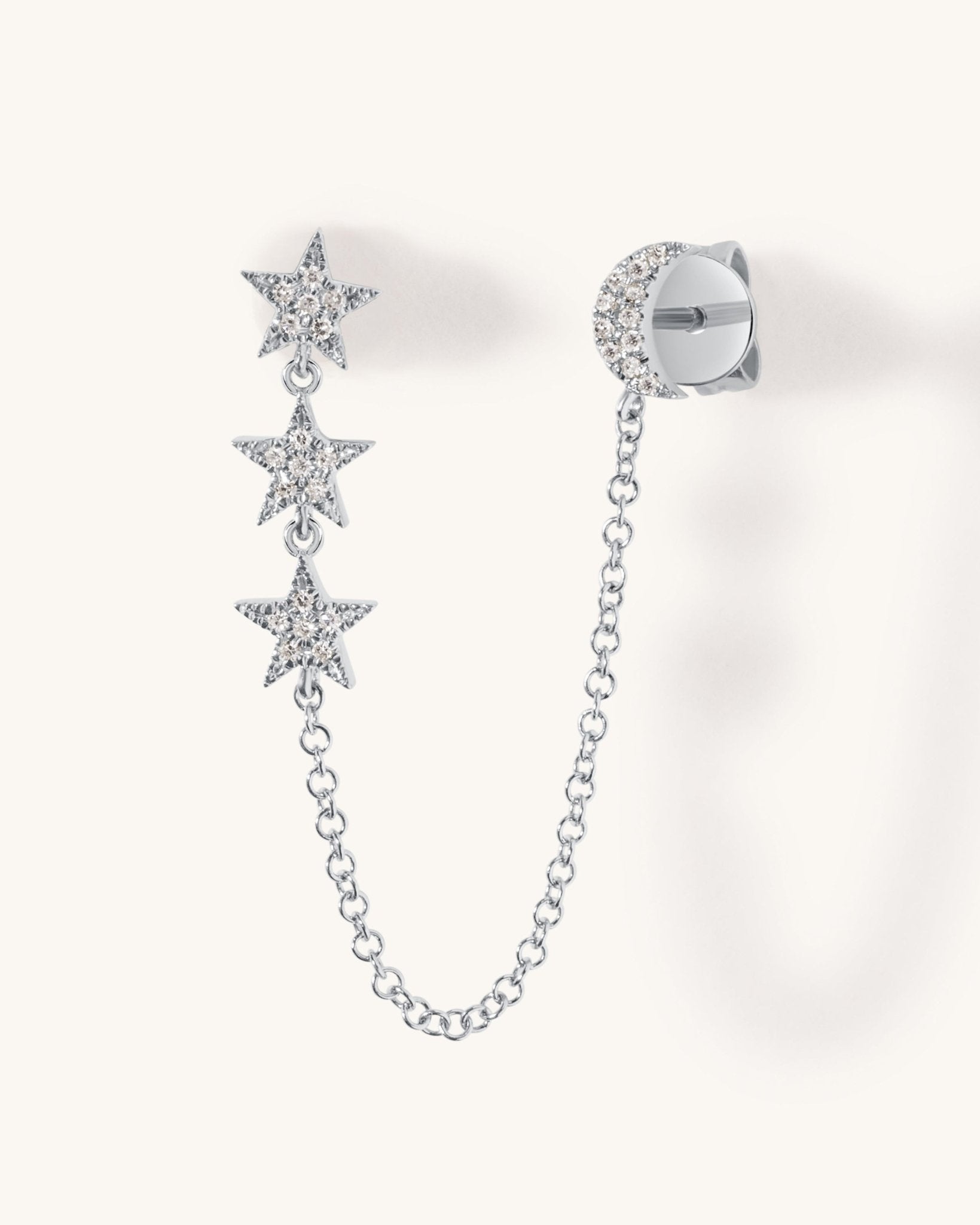 Moon & Star Double Chain Drop Earrings - Sparkle Society