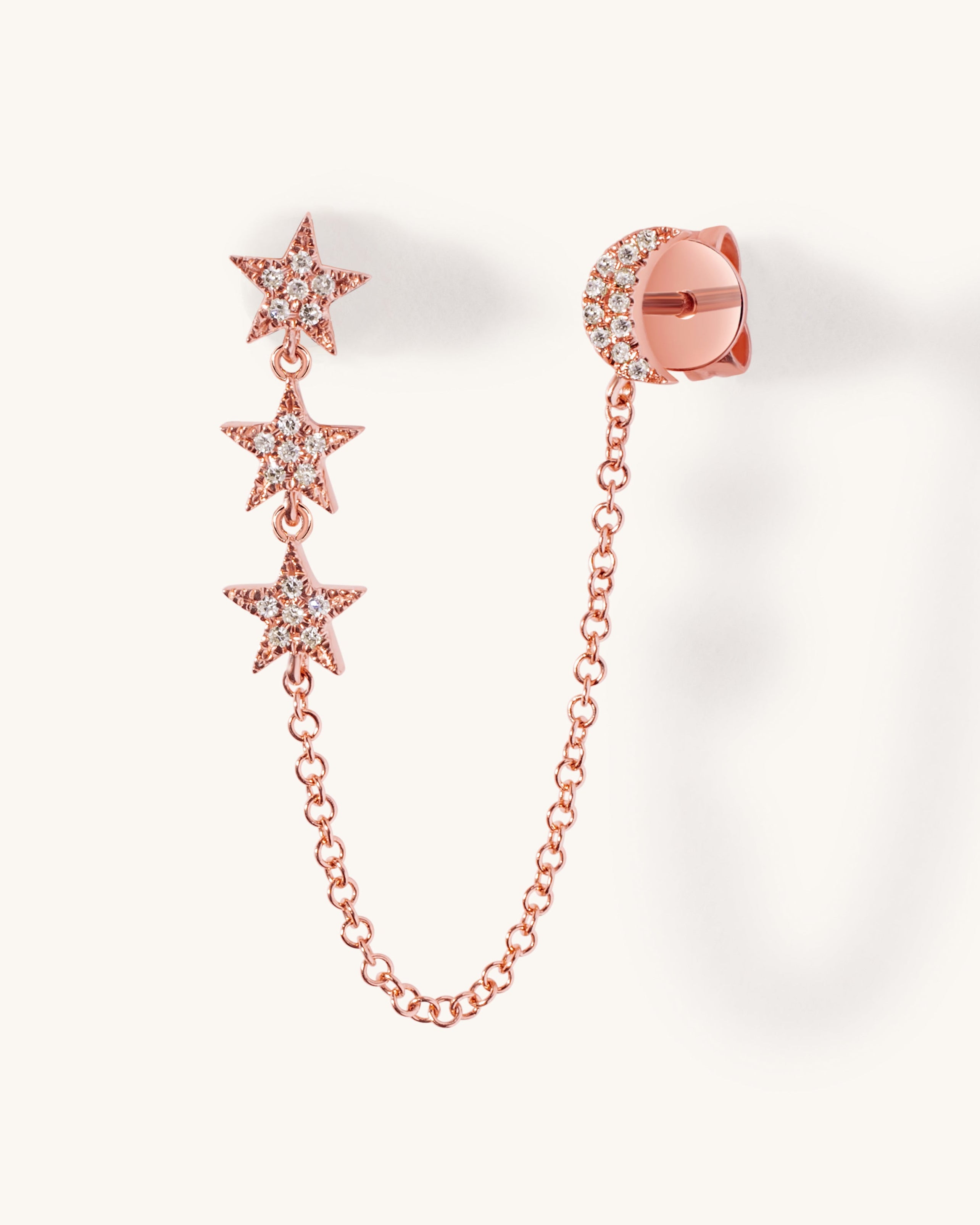 Moon & Star Double Chain Drop Earrings - Sparkle Society