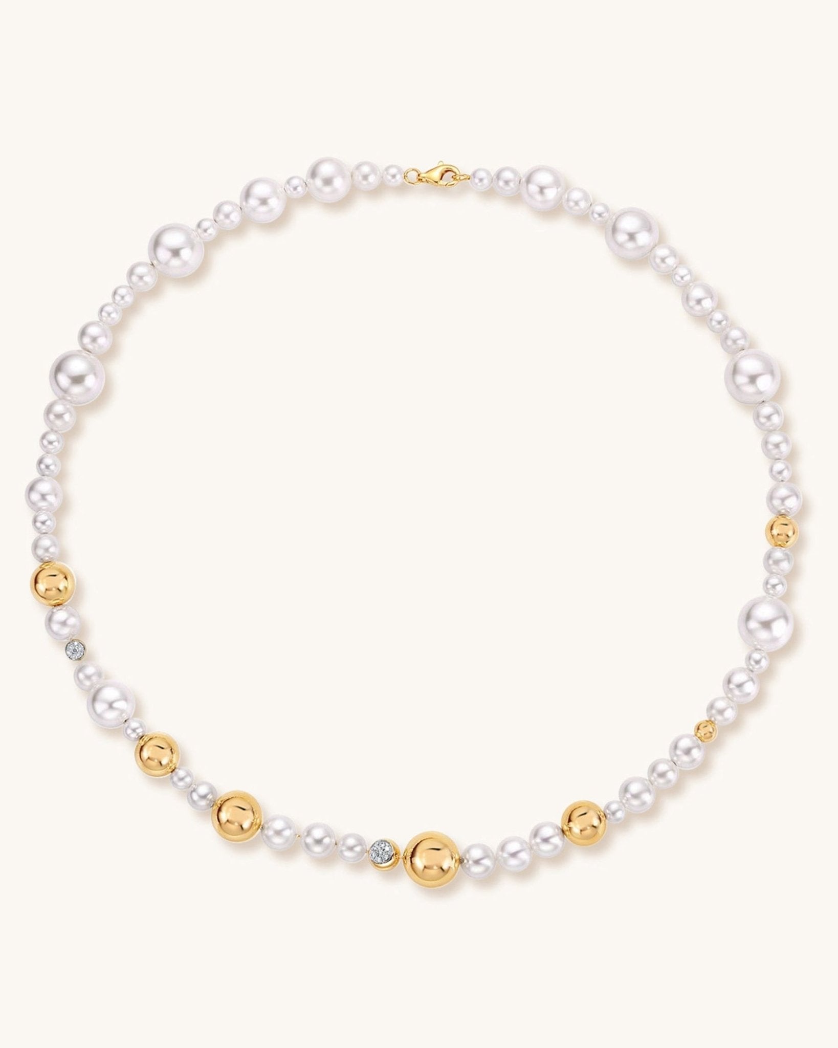 Mother Of Pearl And Gold Beaded Necklace - Sparkle Society