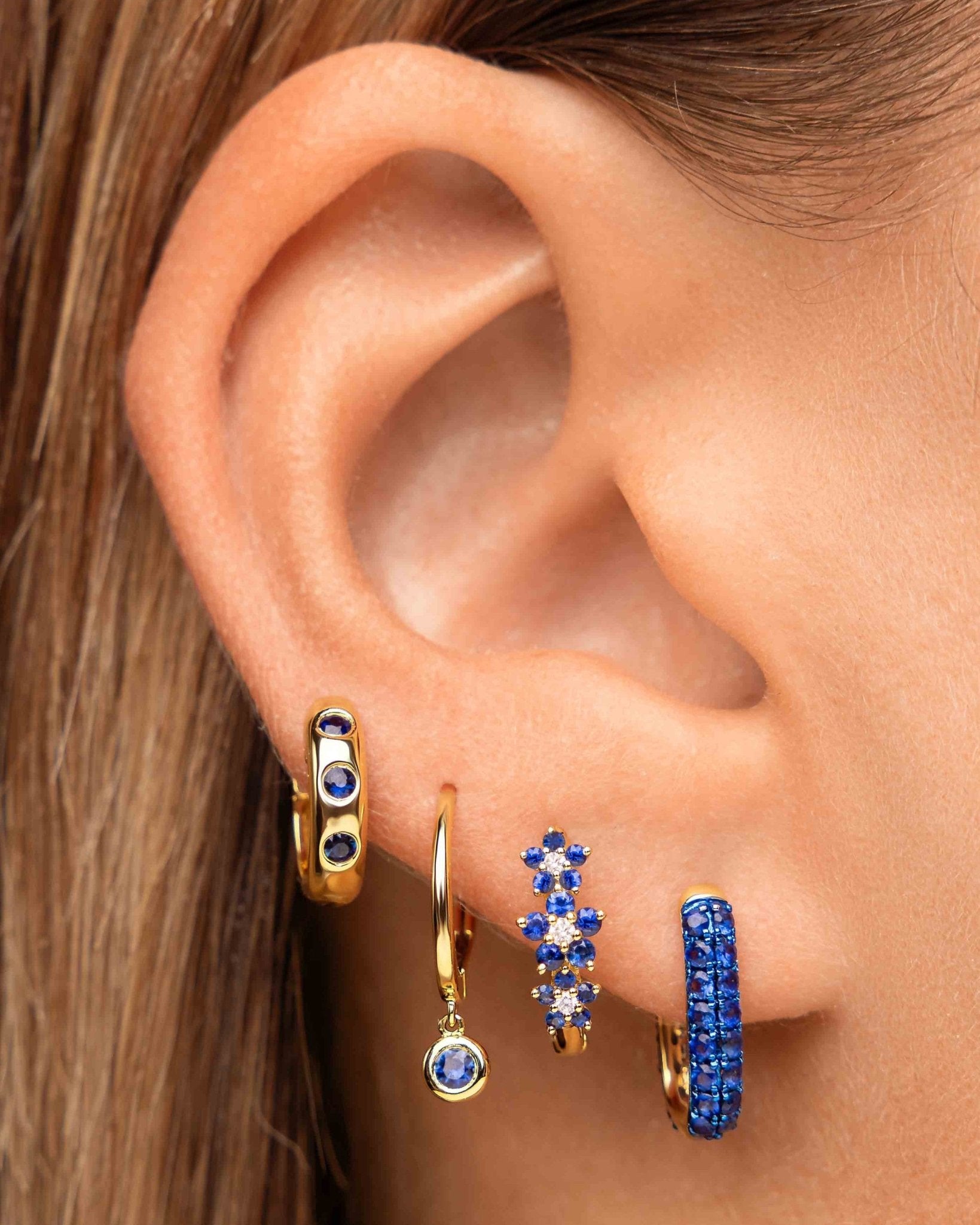 Multi Diamond and Gemstone Flower Huggies - Sparkle Society
