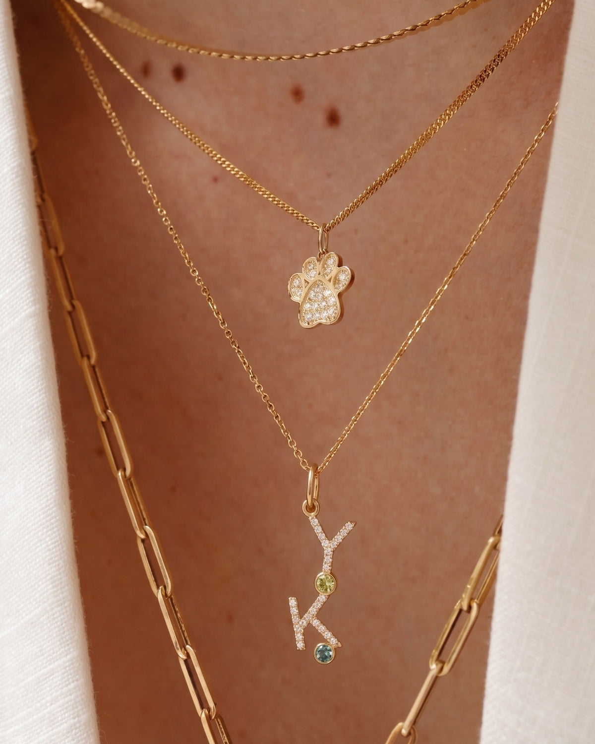 Multi Diamond Initial and Bezel Necklace Charm - Sparkle Society