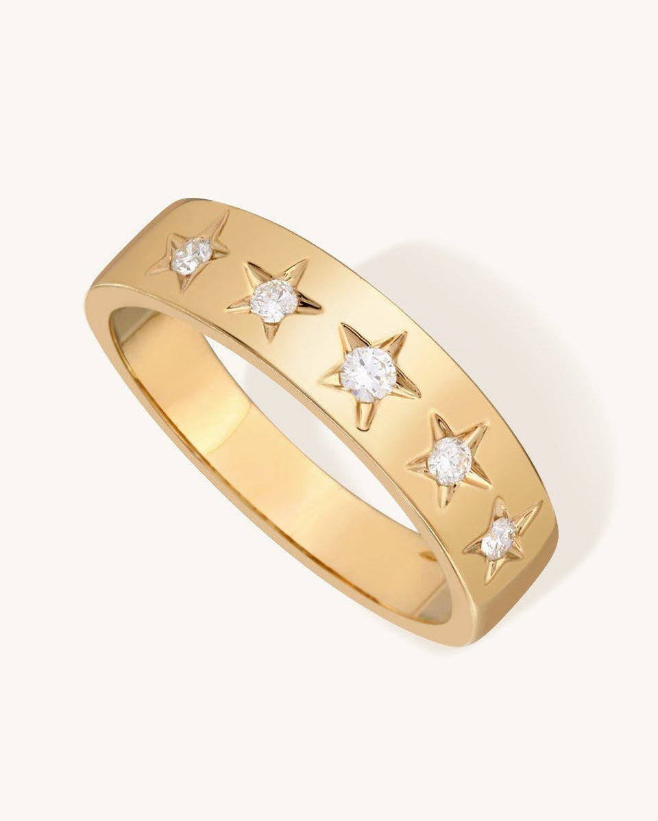 Multi Diamond Star Inlay Ring - Sparkle Society