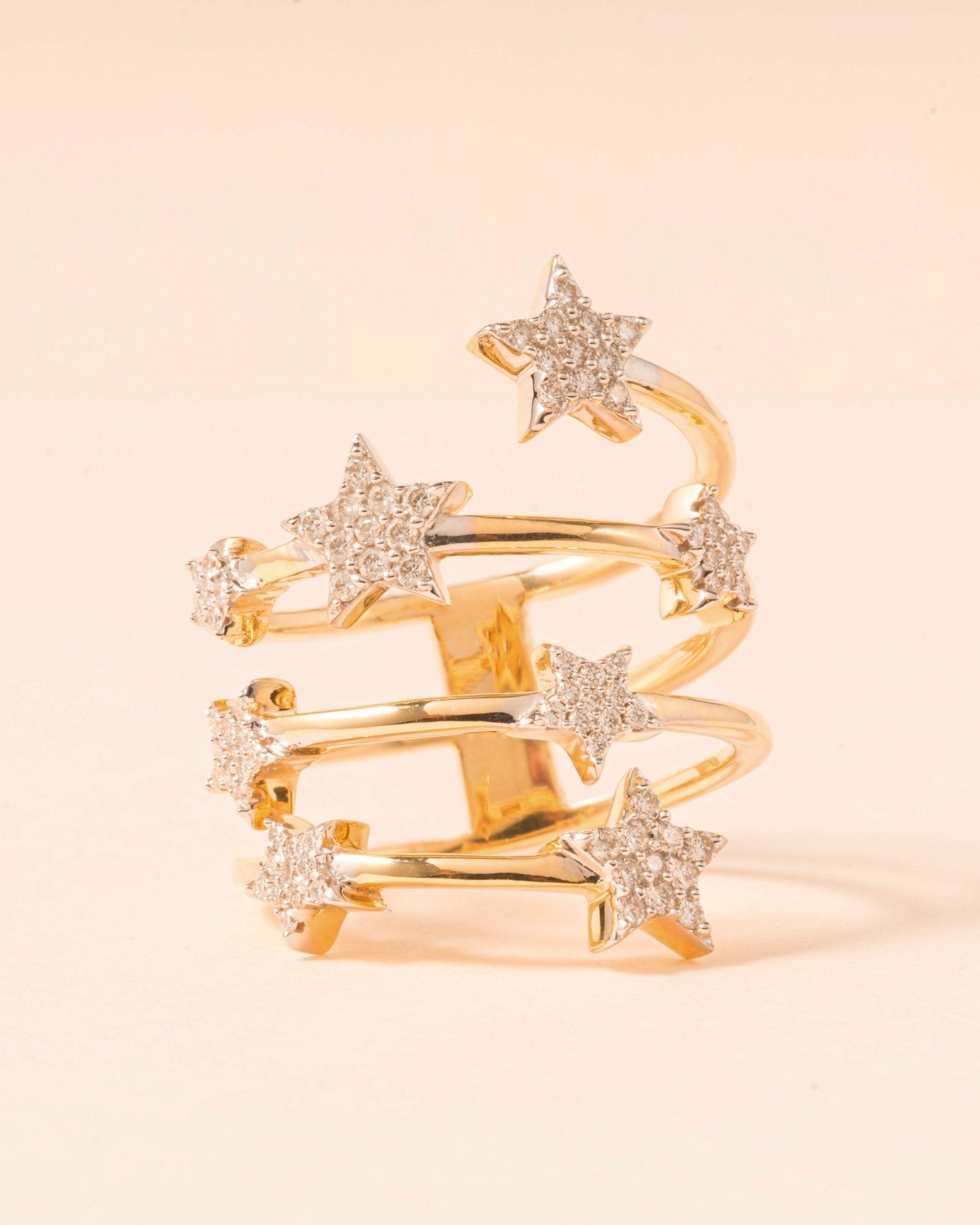 Multi Diamond Stars Spiral Ring - Sparkle Society
