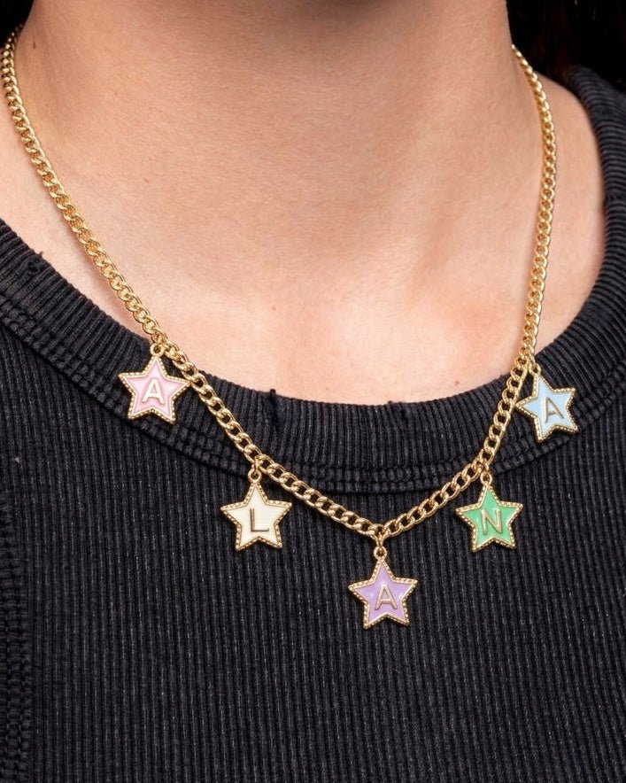 Multi Enamel Star Initials Necklace - Sparkle Society