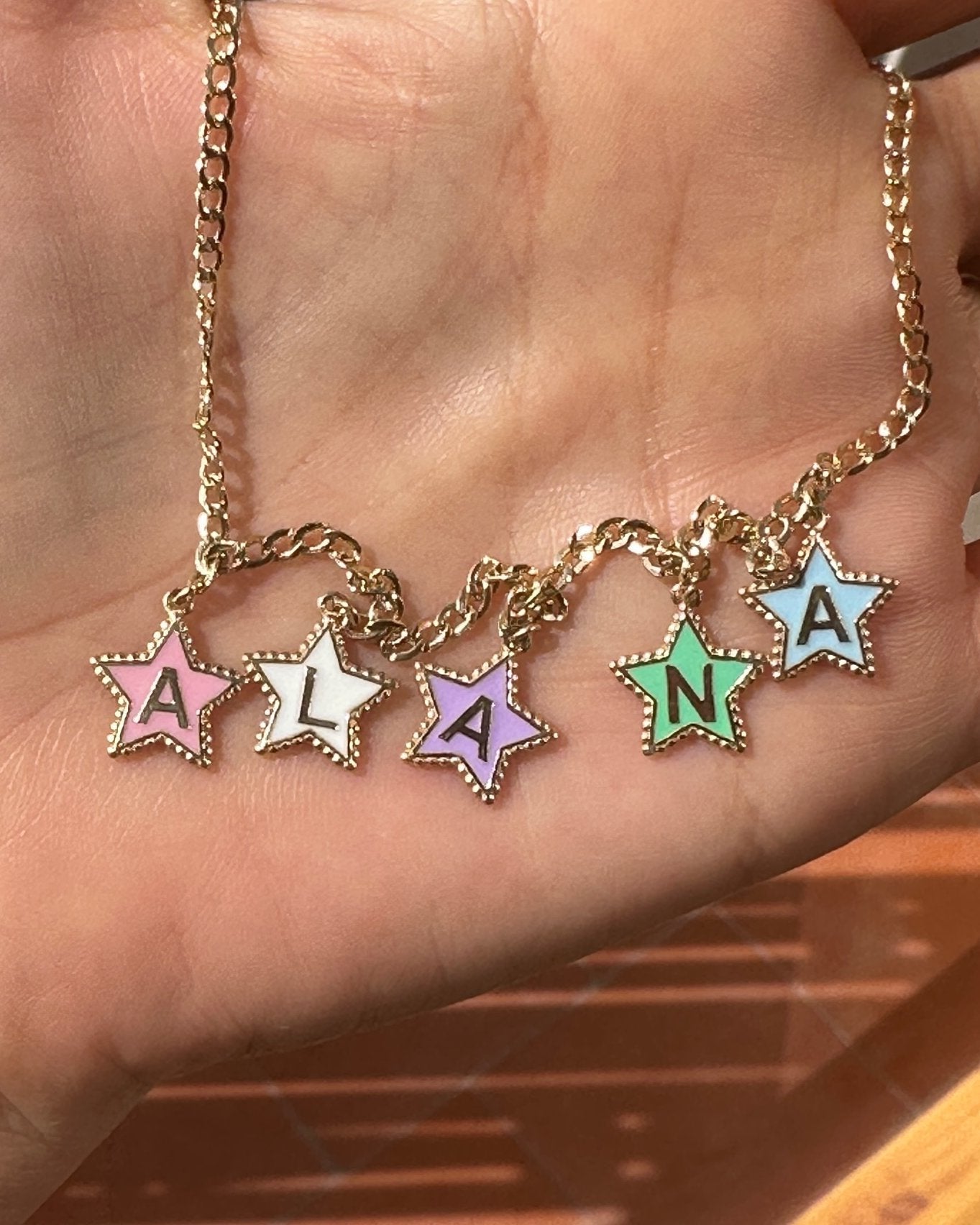 Multi Enamel Star Initials Necklace - Sparkle Society