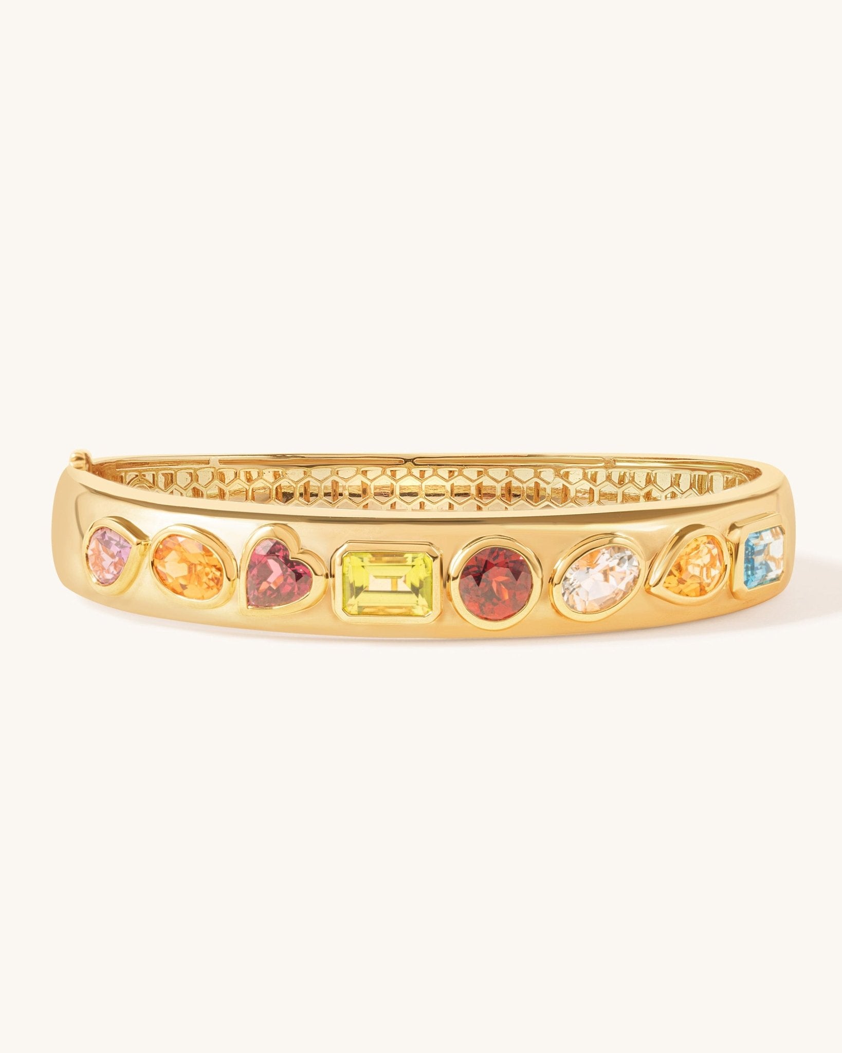 Multi Fancy Gemstone Gold Bangle - Sparkle Society