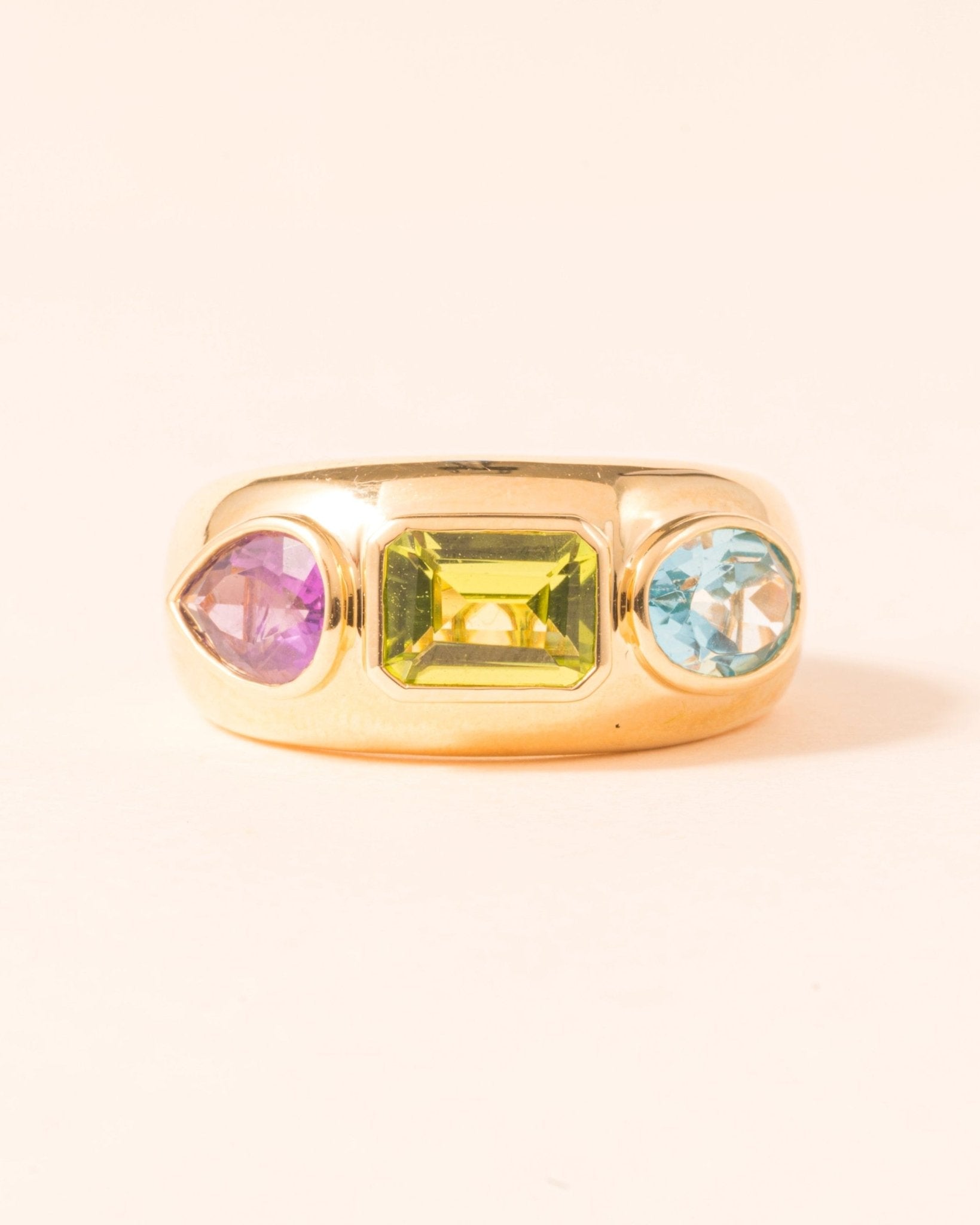 Multi Fancy Gemstone Gold Chunky Ring - Sparkle Society