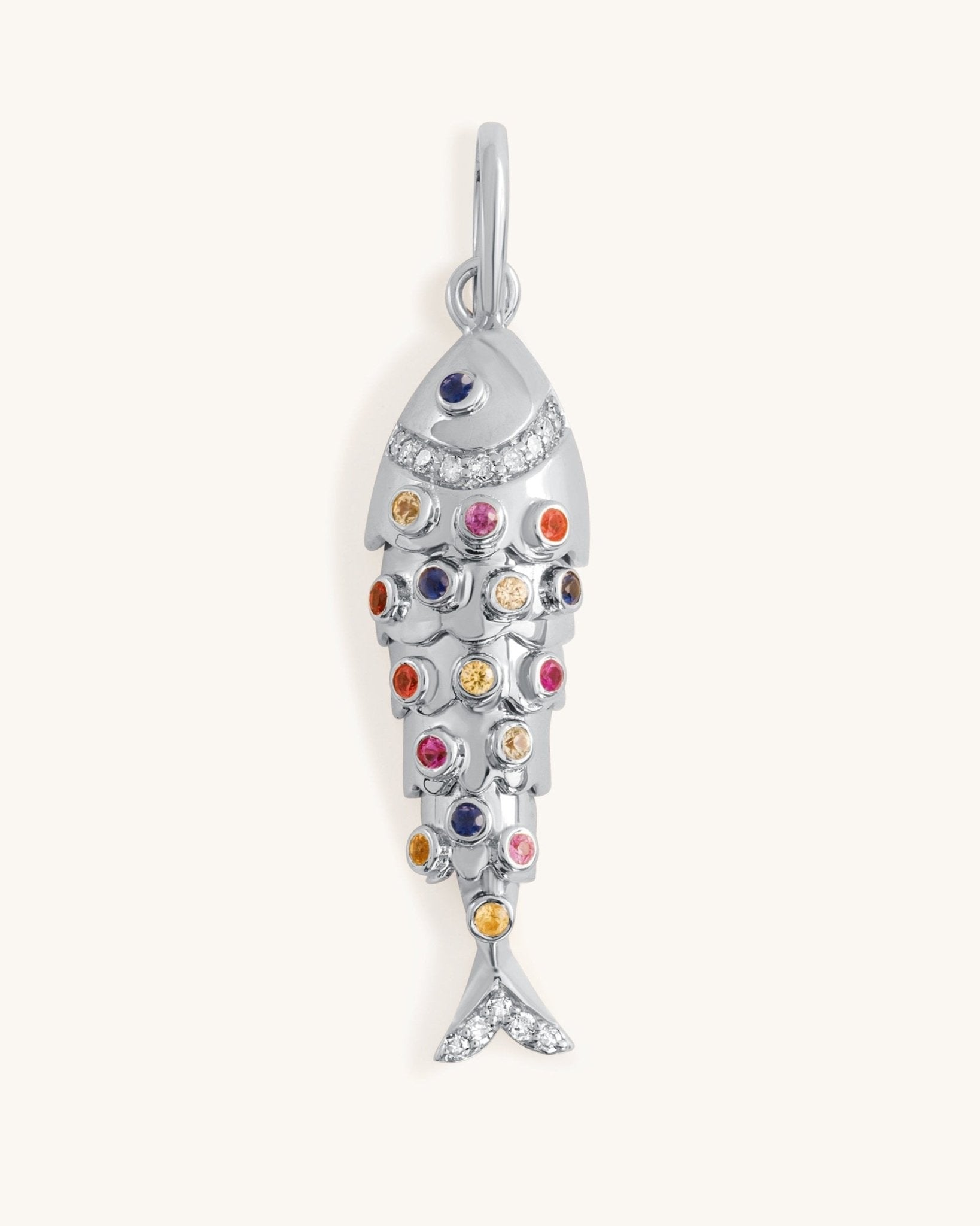 Multi Gemstone Gold Fish Necklace Charm - Sparkle Society