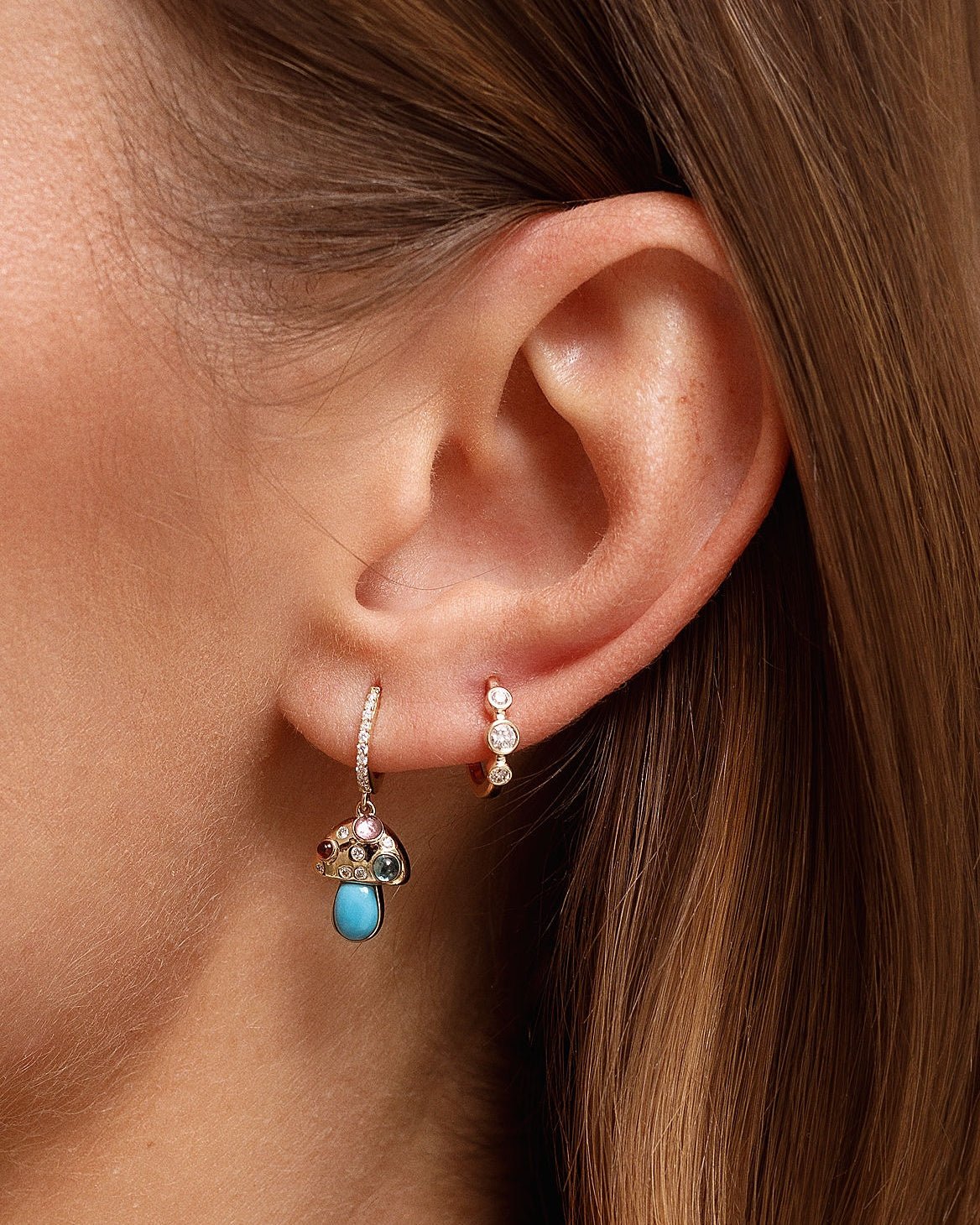 Multi Gemstone Mushroom Huggies - Sparkle Society