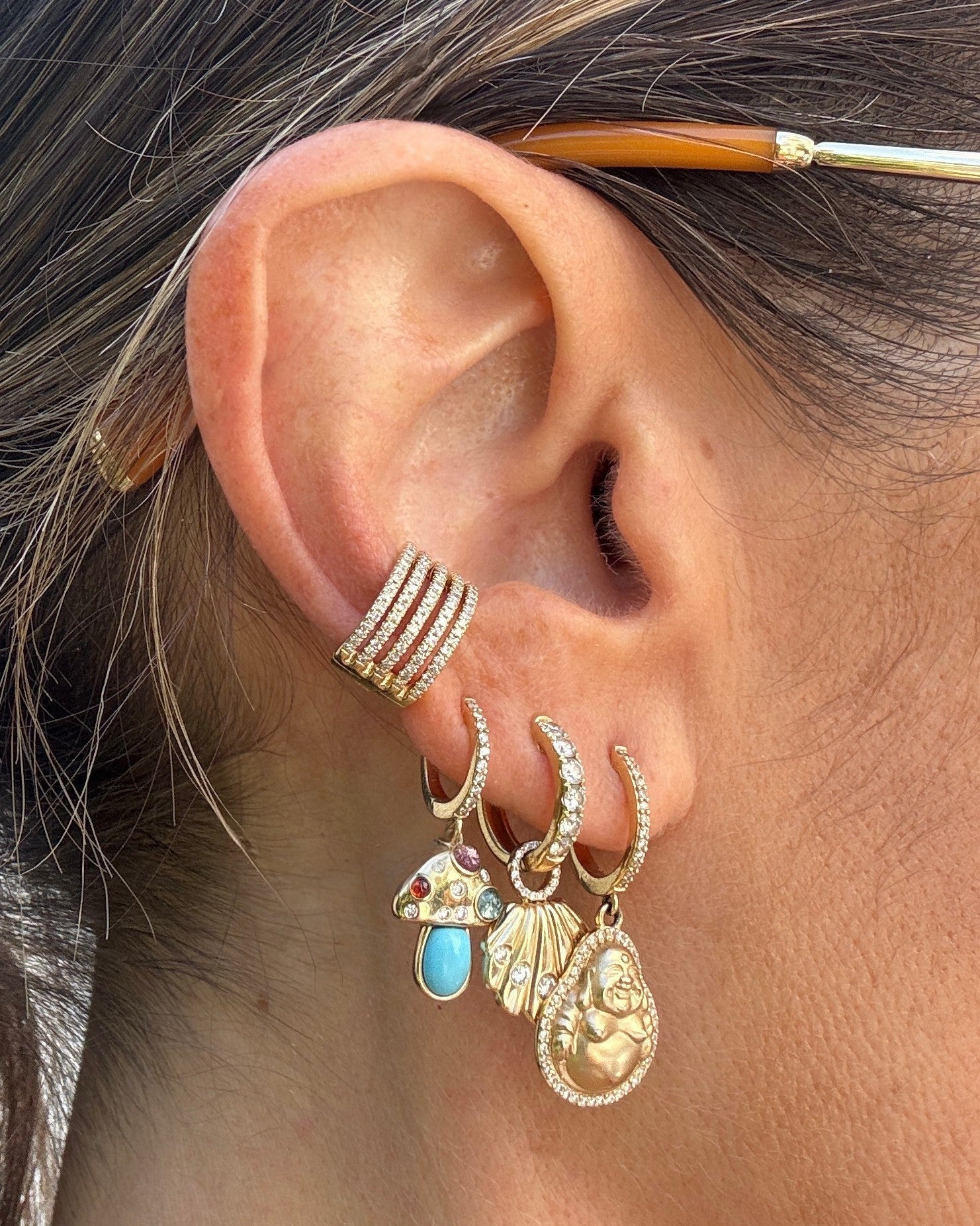 Multi Gemstone Mushroom Huggies - Sparkle Society