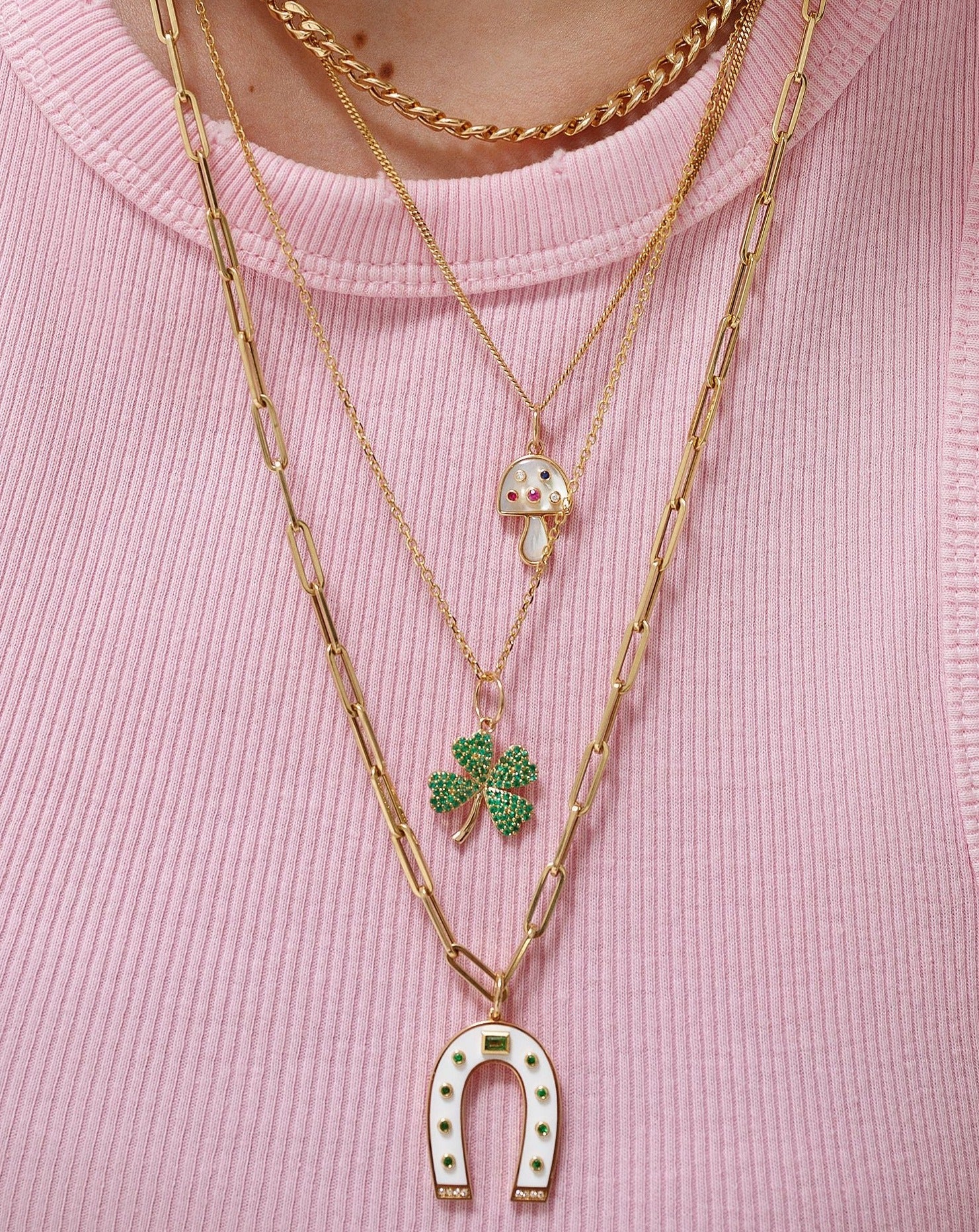 Multi Gemstone Mushroom Necklace Charm - Sparkle Society