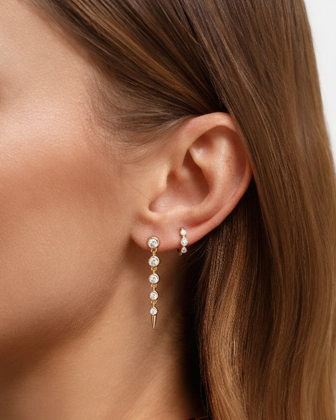 Multi Round Diamond Bezel Drop Studs - Sparkle Society