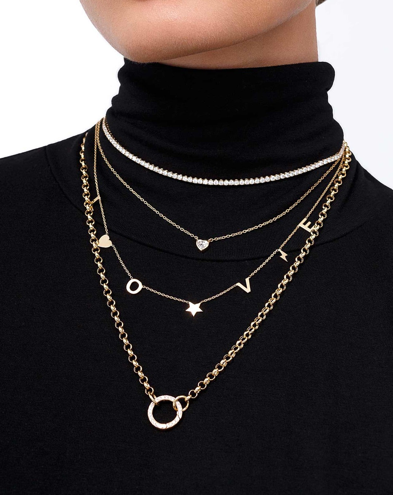 Multi Solid Gold Custom Necklace - Sparkle Society