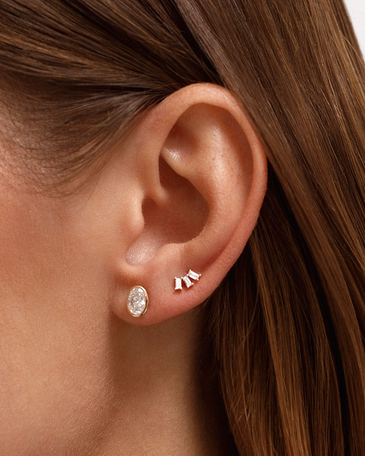 Oval Diamond Bezel Studs - Sparkle Society