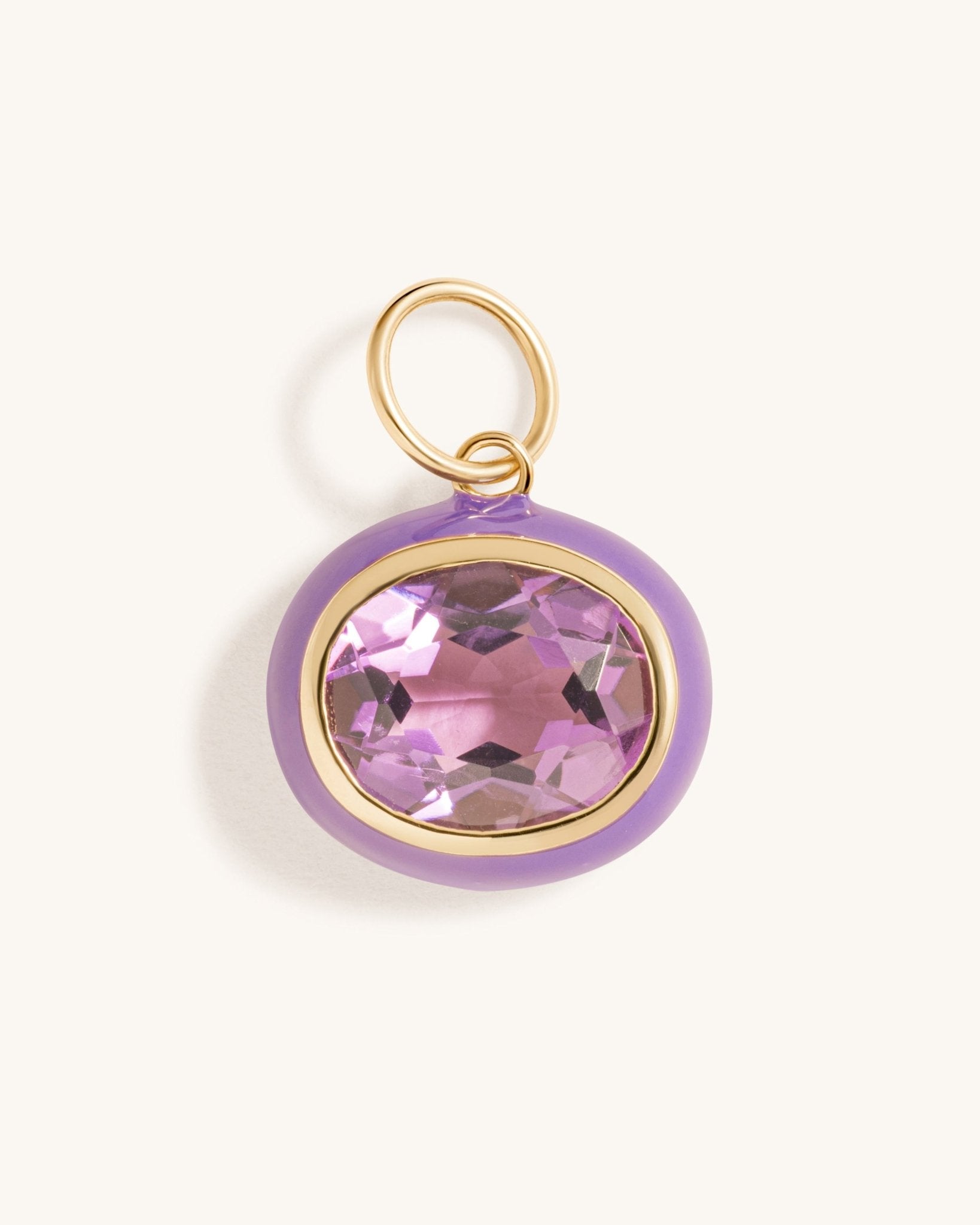 Oval Gemstone Bezel Enamel Outline Charm - Sparkle Society