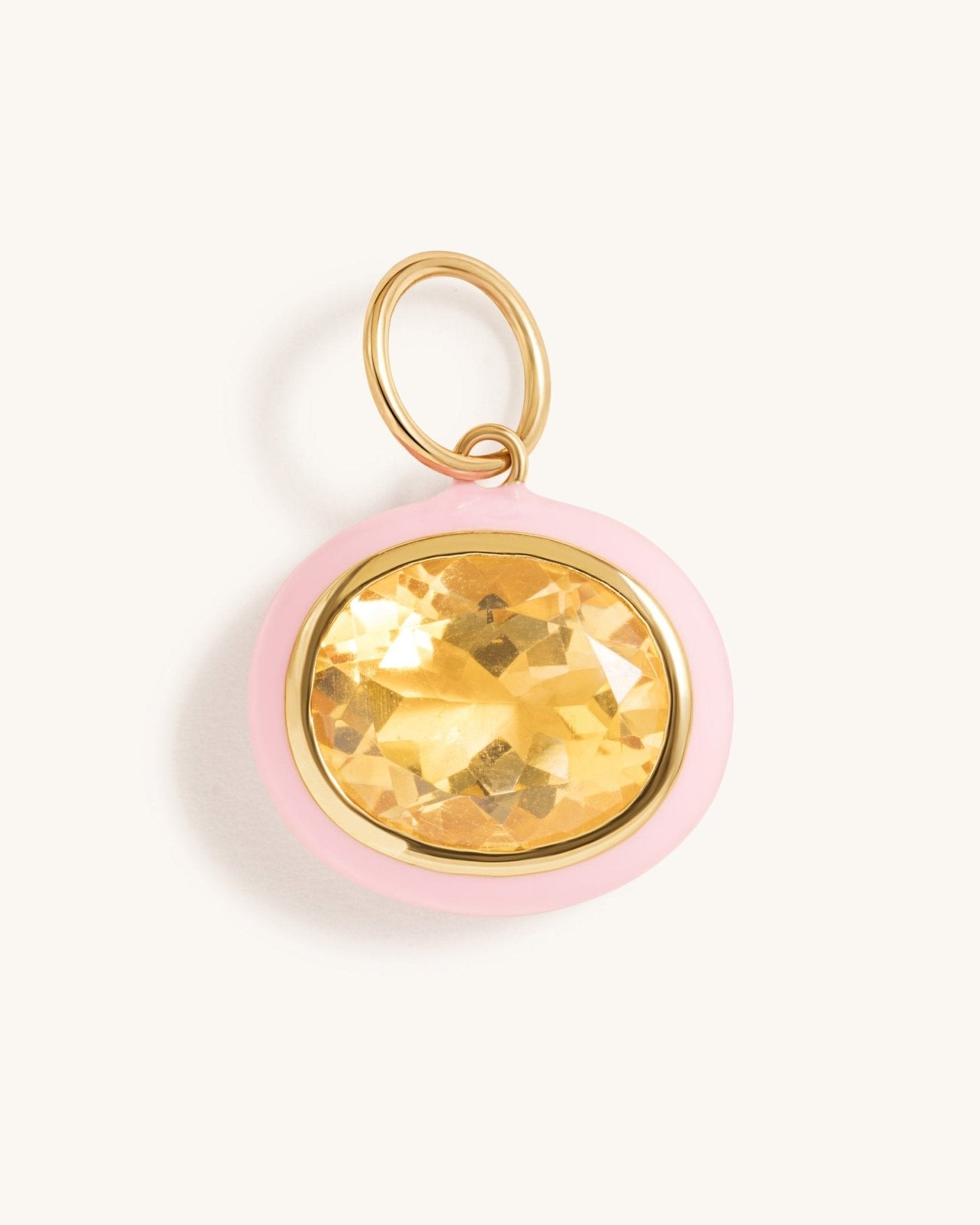 Oval Gemstone Bezel Enamel Outline Charm - Sparkle Society