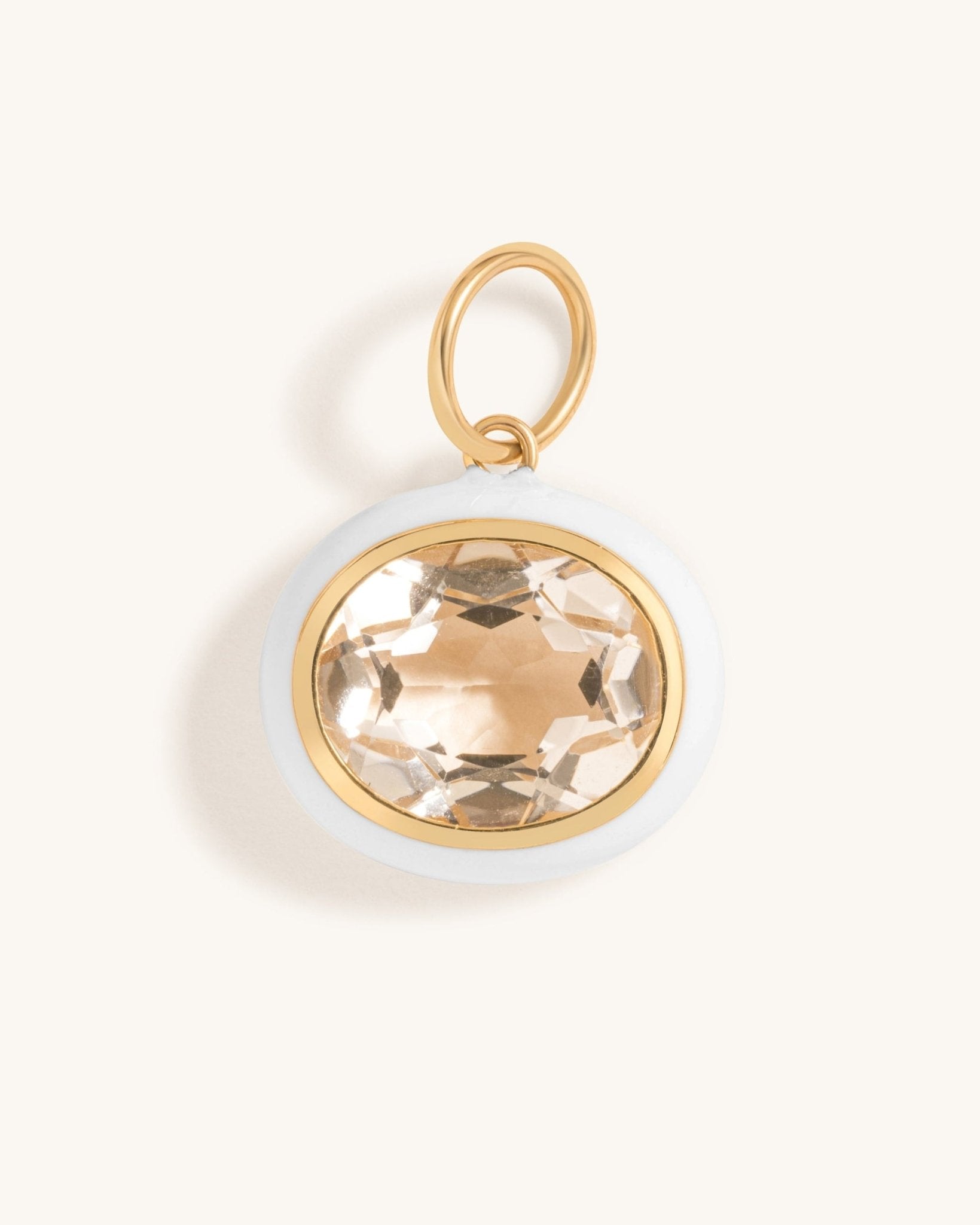 Oval Gemstone Bezel Enamel Outline Charm - Sparkle Society