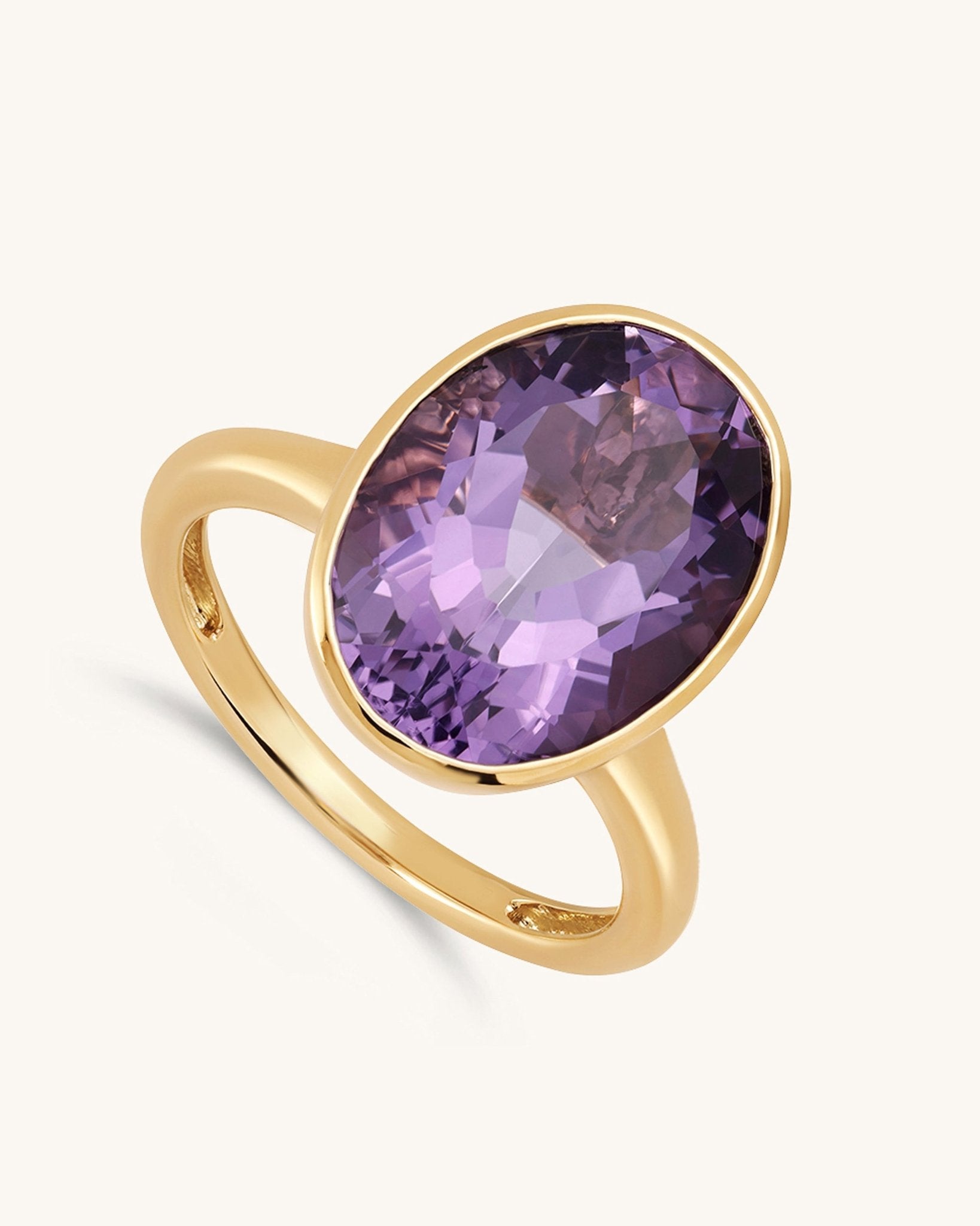 Oval Gemstone Bezel Ring - Sparkle Society