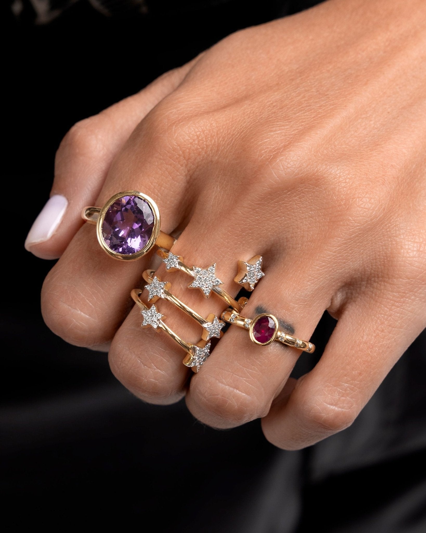 Oval Gemstone Bezel Ring - Sparkle Society