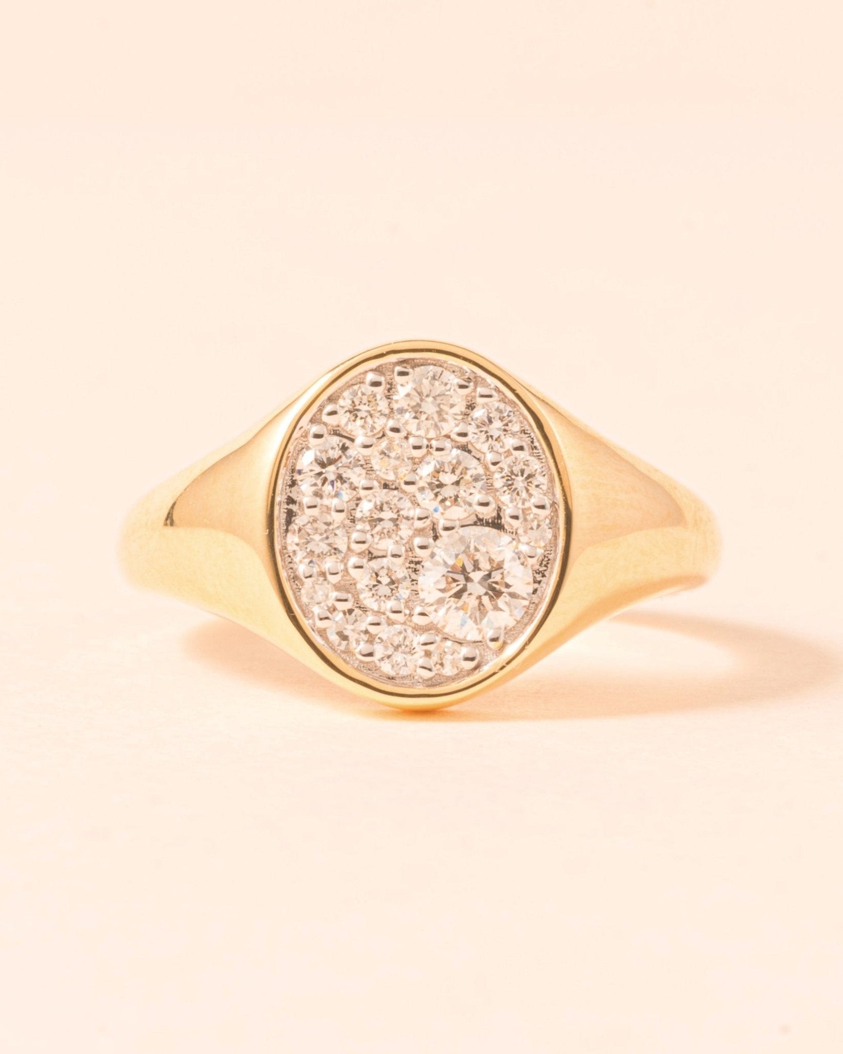 Oval Pave Diamond Signet Ring - Sparkle Society