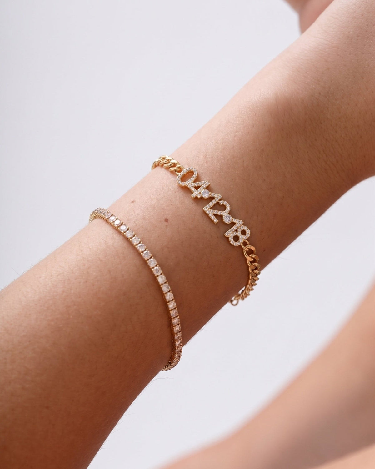 Pave Diamond Special Date On Curb Chain Bracelet - Sparkle Society
