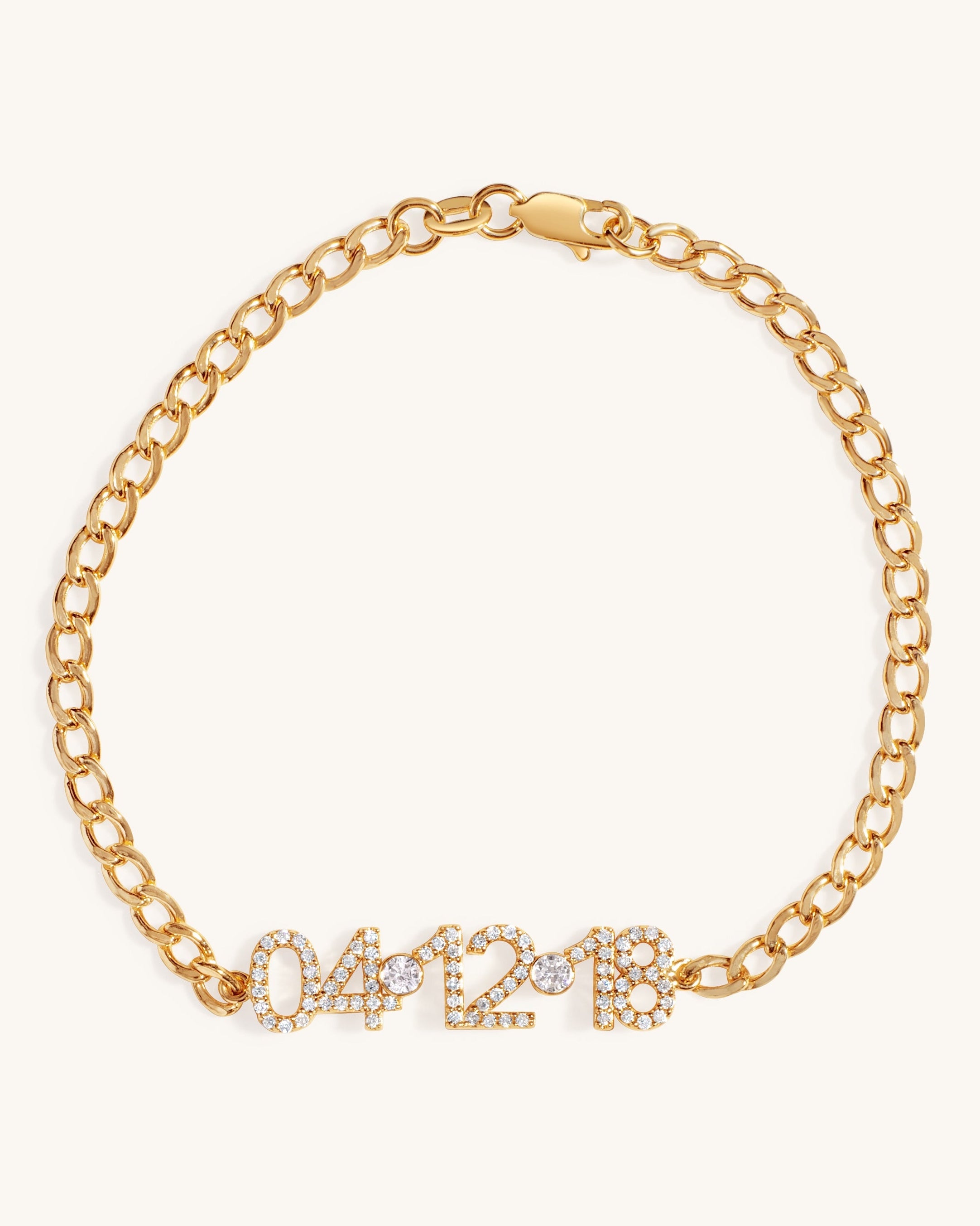 Pave Diamond Special Date On Curb Chain Bracelet - Sparkle Society