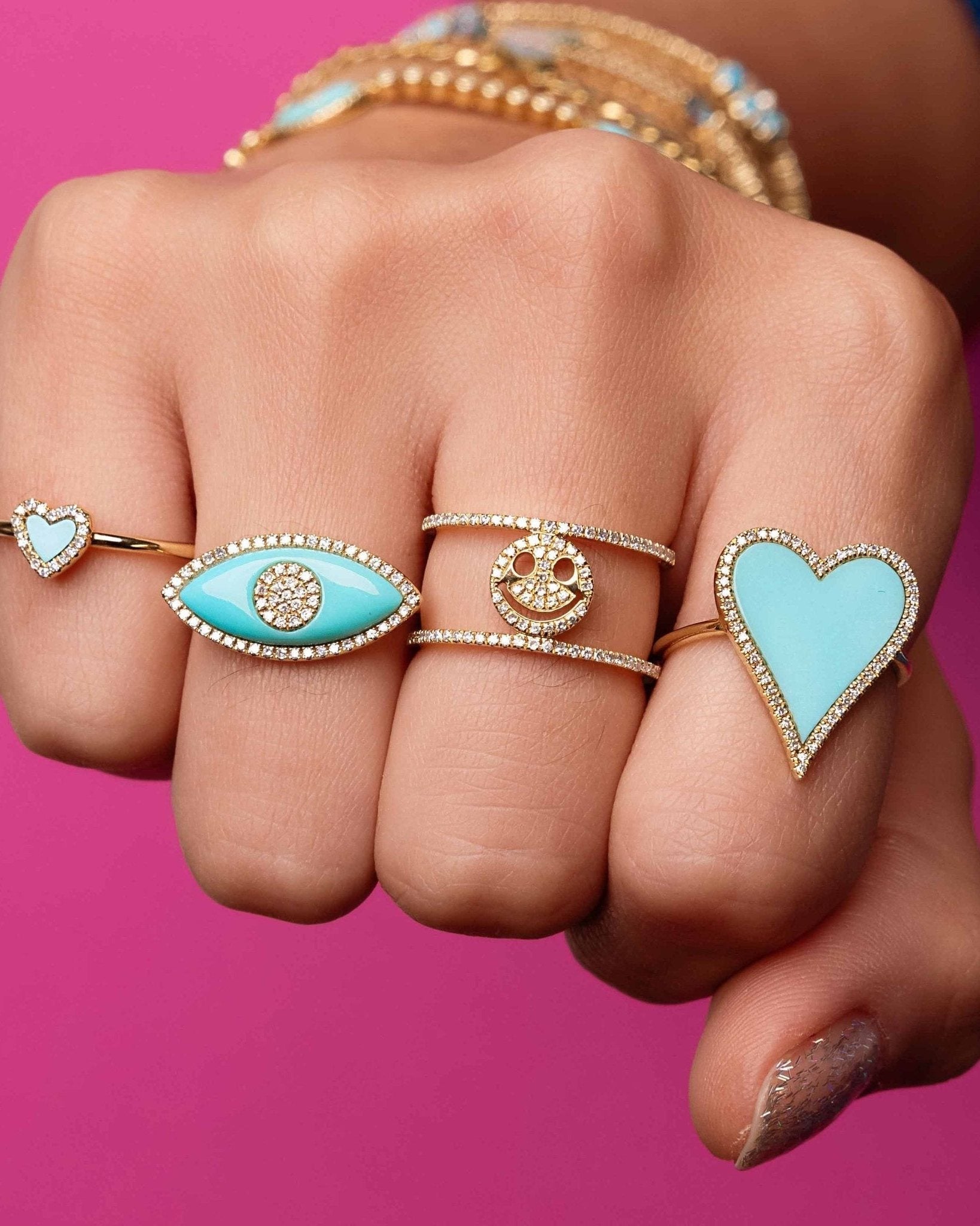 Pave Outline Gemstone Heart Ring - Sparkle Society