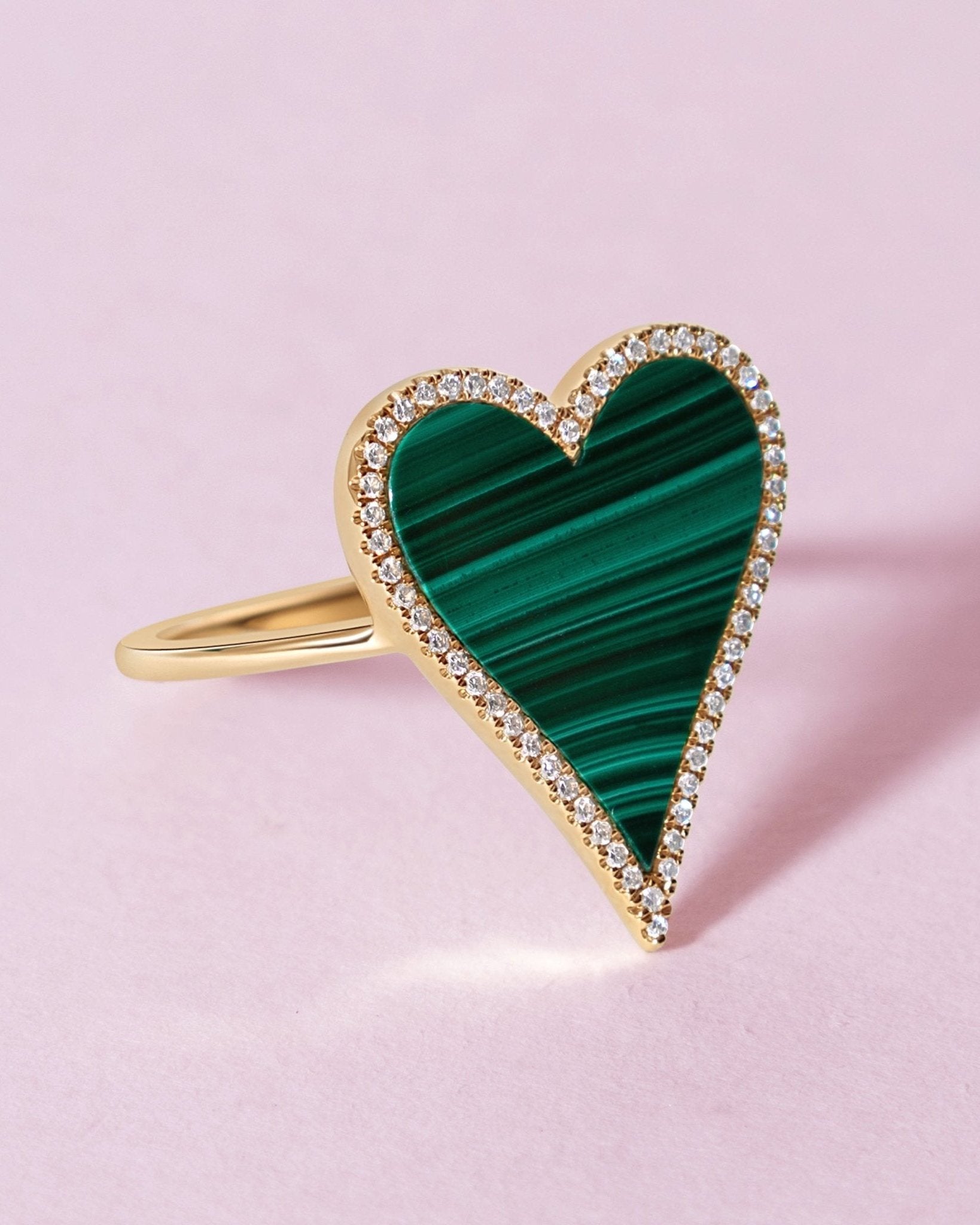 Pave Outline Gemstone Heart Ring - Sparkle Society