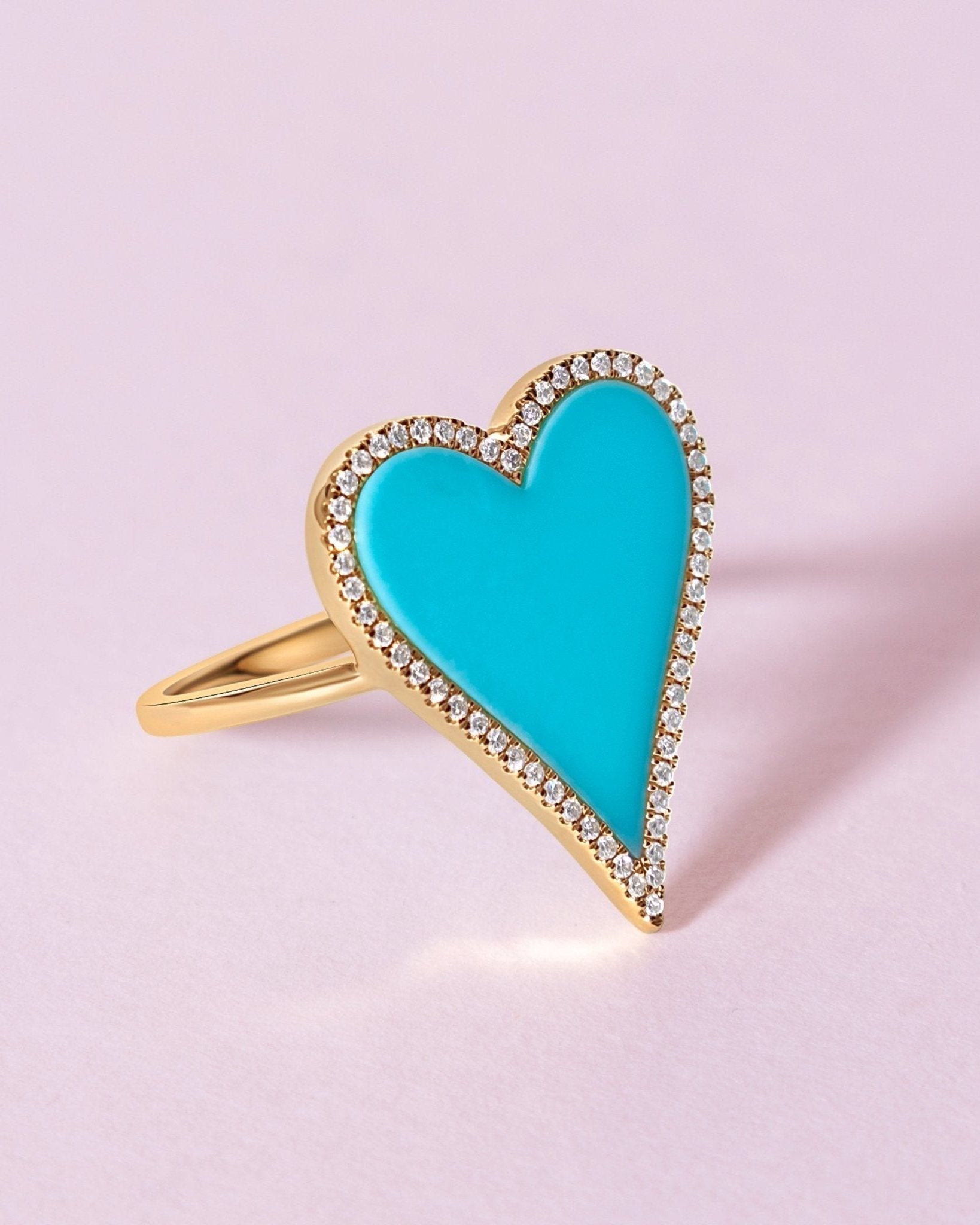 Pave Outline Gemstone Heart Ring - Sparkle Society
