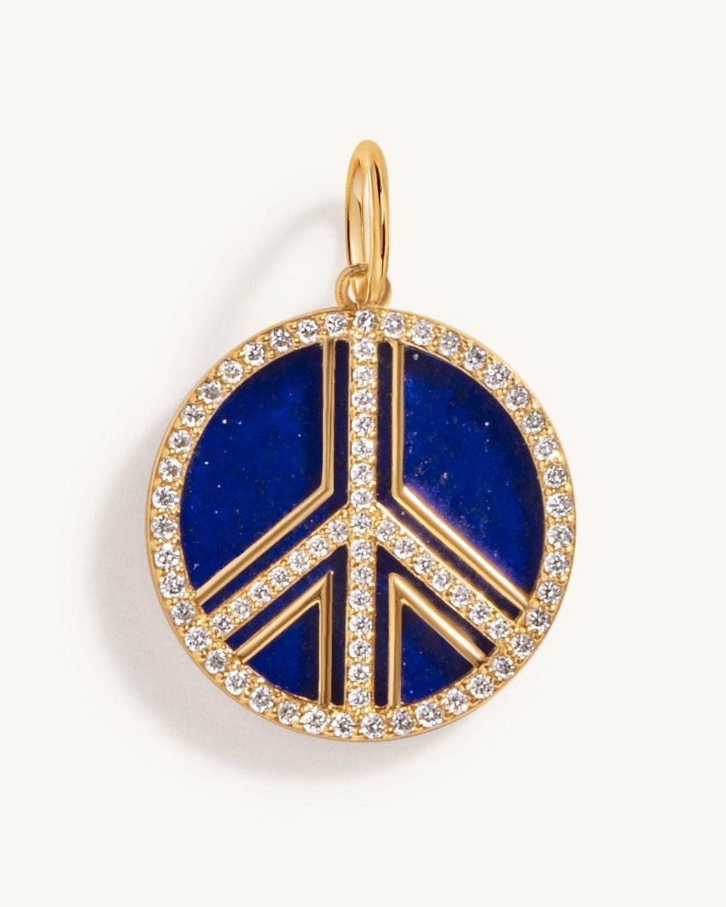 Pave Outline Gemstone Peace Necklace Charm - Sparkle Society