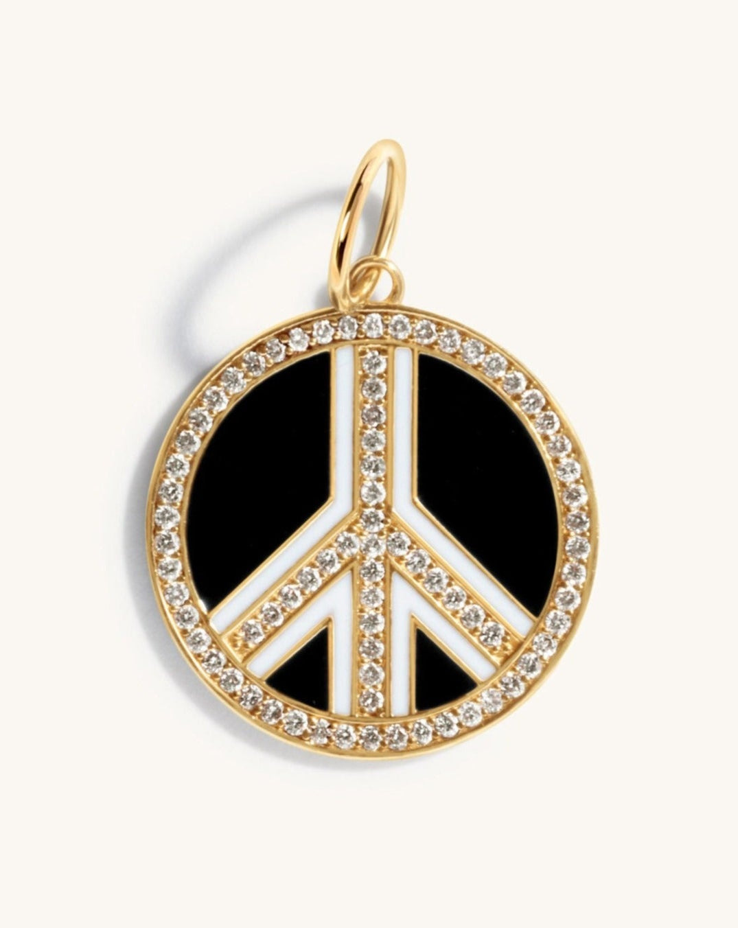 Pave Outline Gemstone Peace Necklace Charm - Sparkle Society