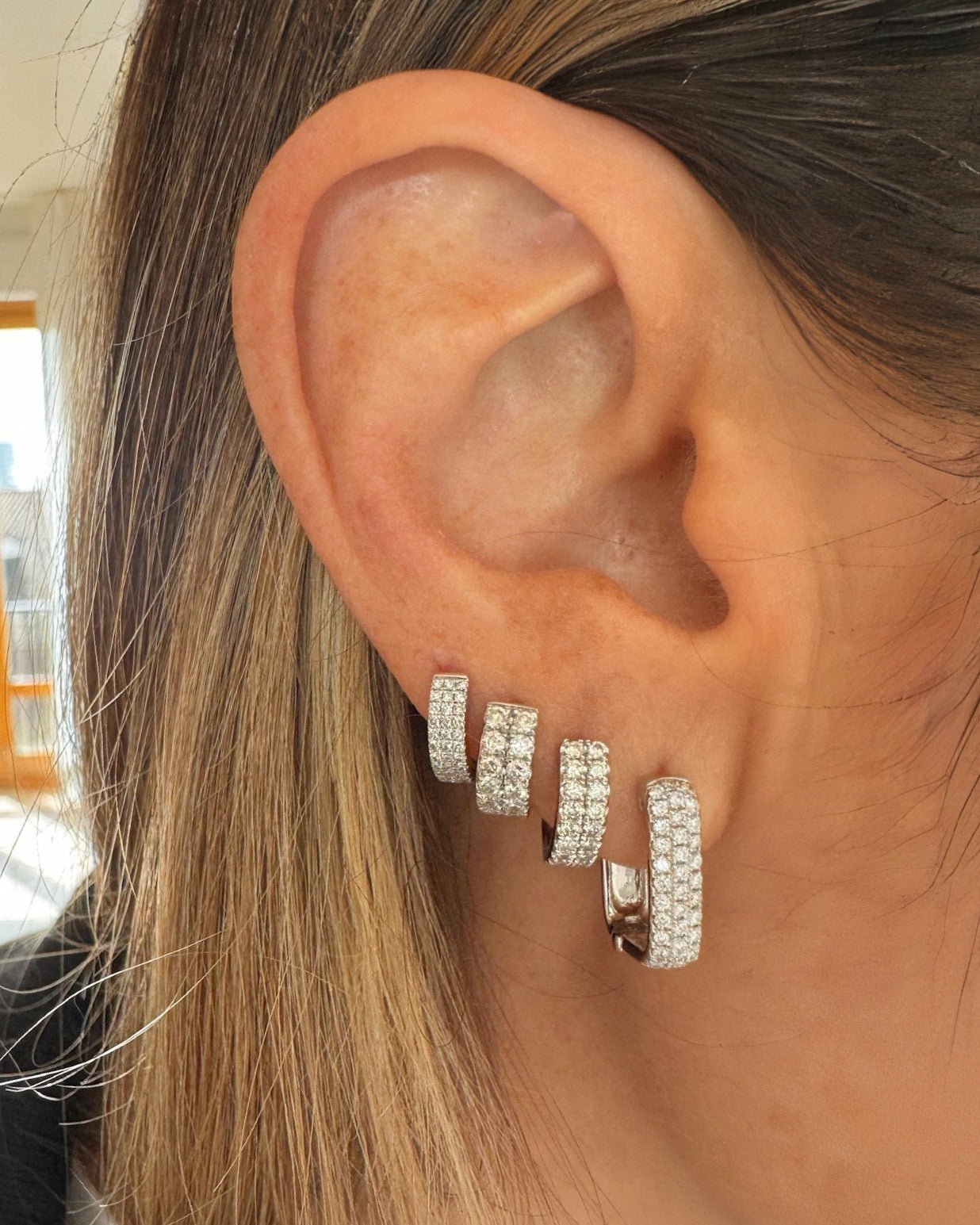 Pave Rectangular Huggie Earrings - Sparkle Society
