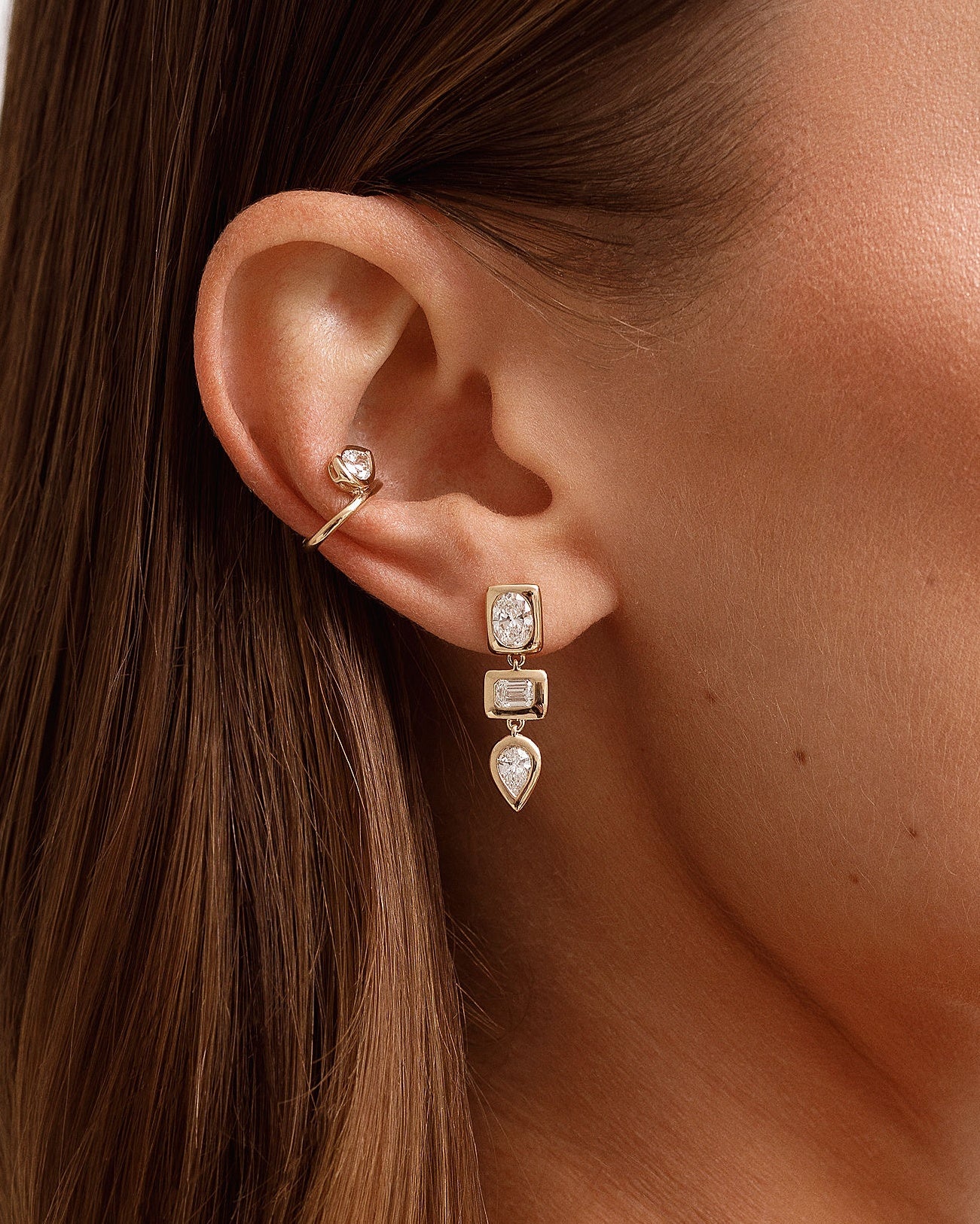 Pear Diamond Gold Ear Cuff - Sparkle Society
