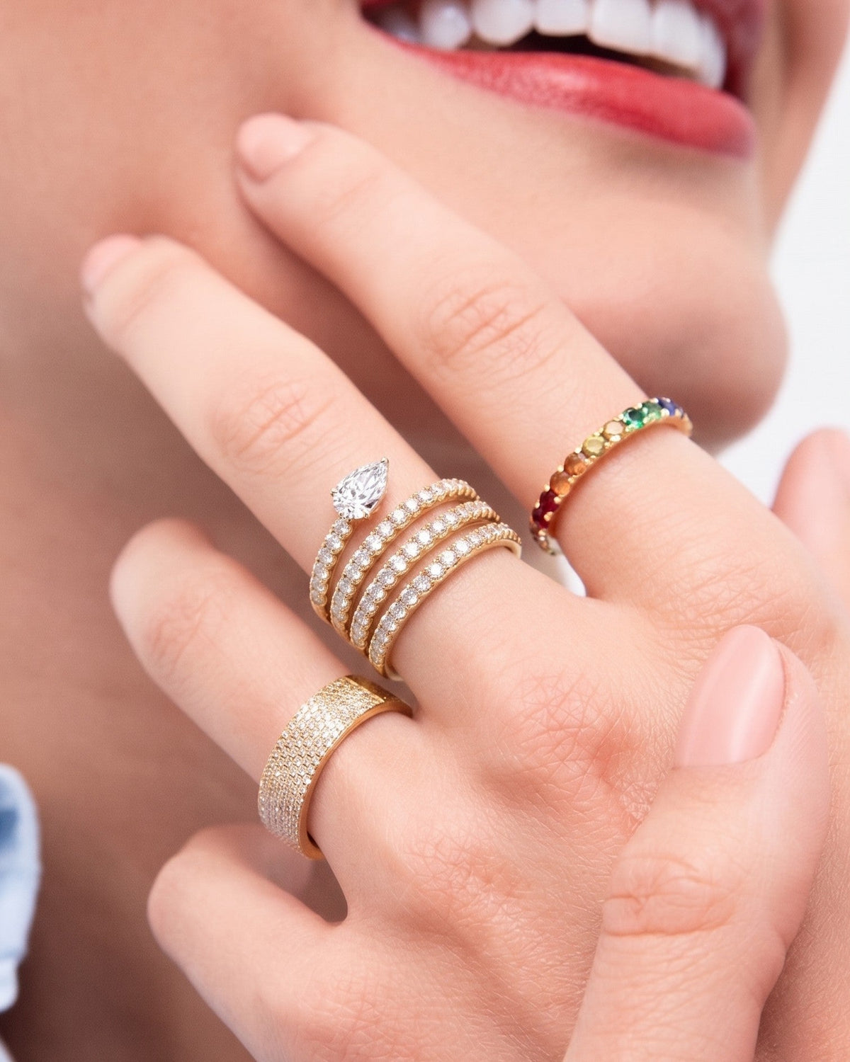 Pear Diamond Spiral Ring - Sparkle Society
