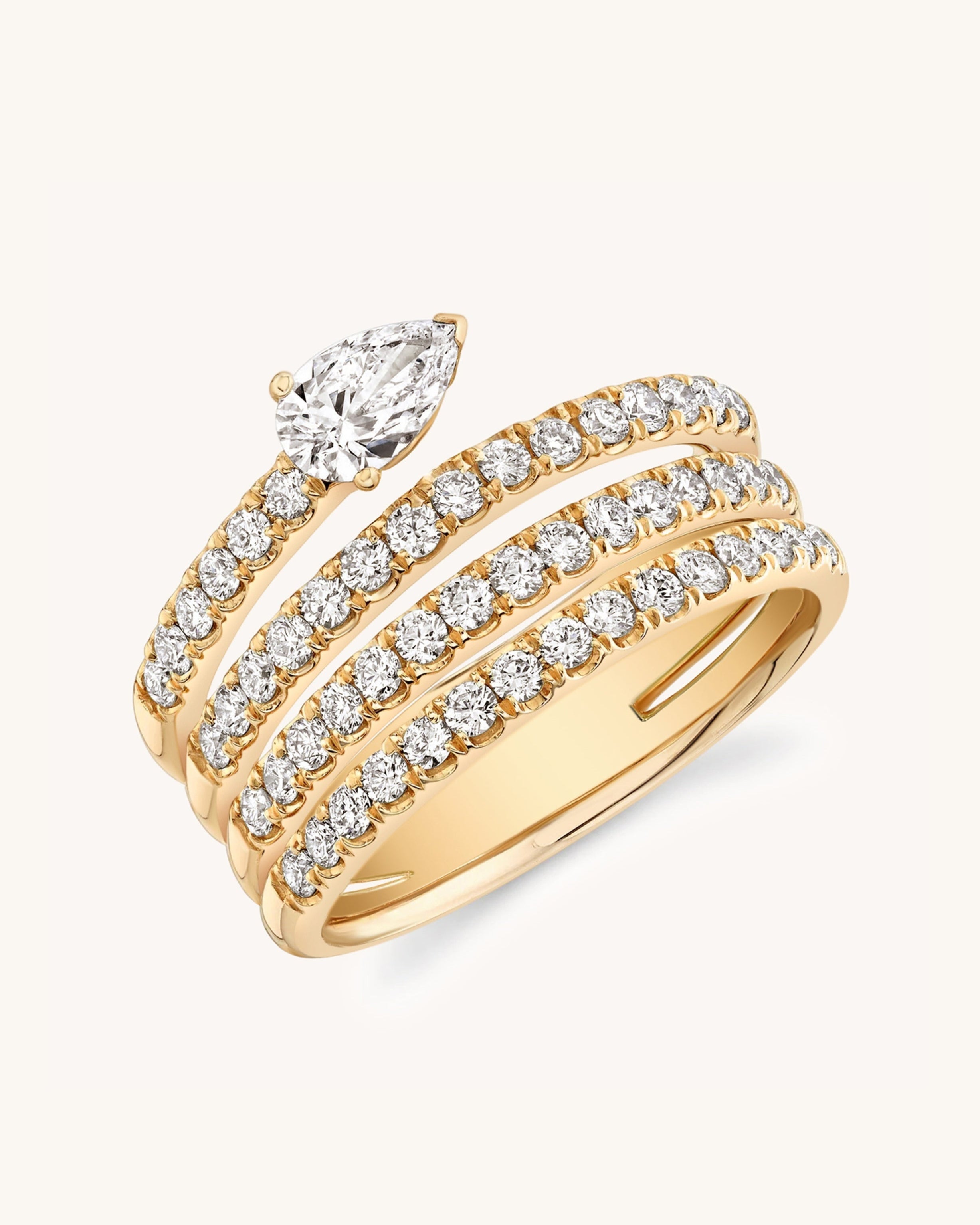 Pear Diamond Spiral Ring - Sparkle Society