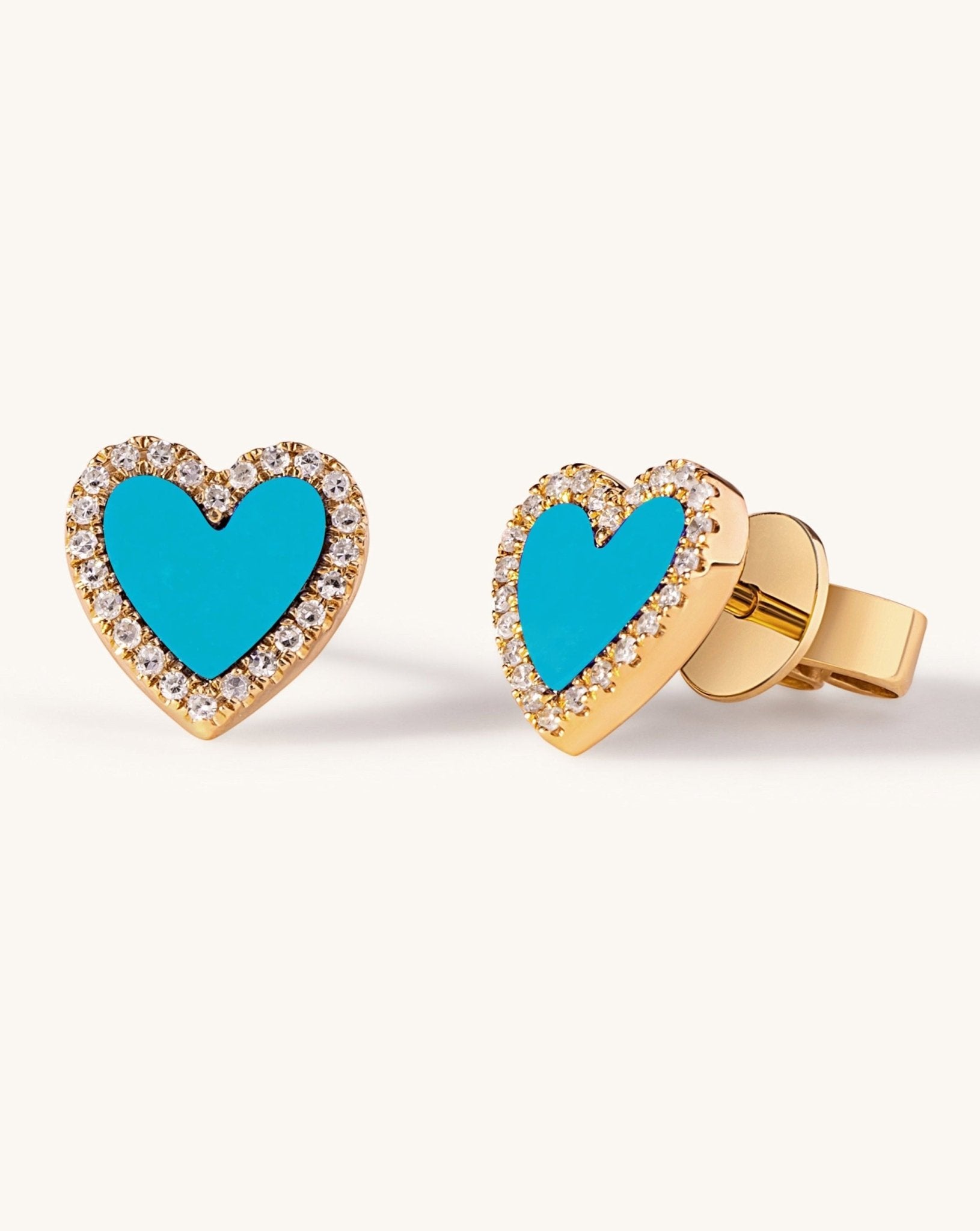 Perfect Pave Outline Gemstone Heart Studs - Sparkle Society