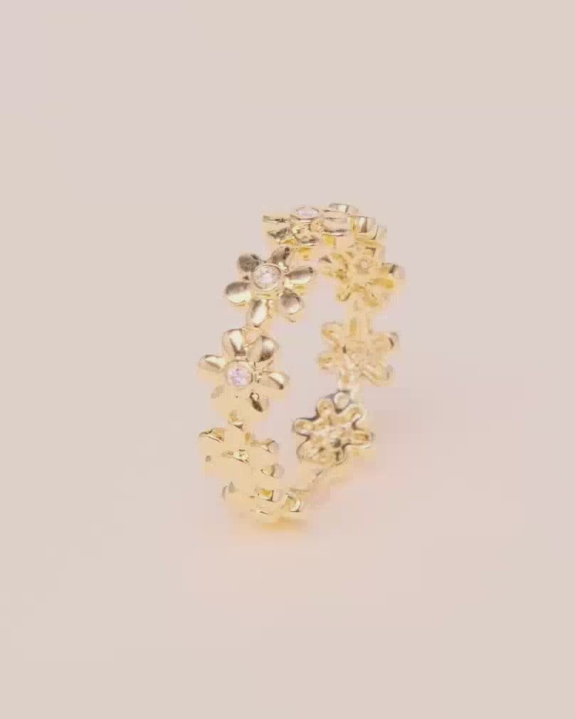 Gold and Diamond Multi Flower Ring - Sparkle Society
