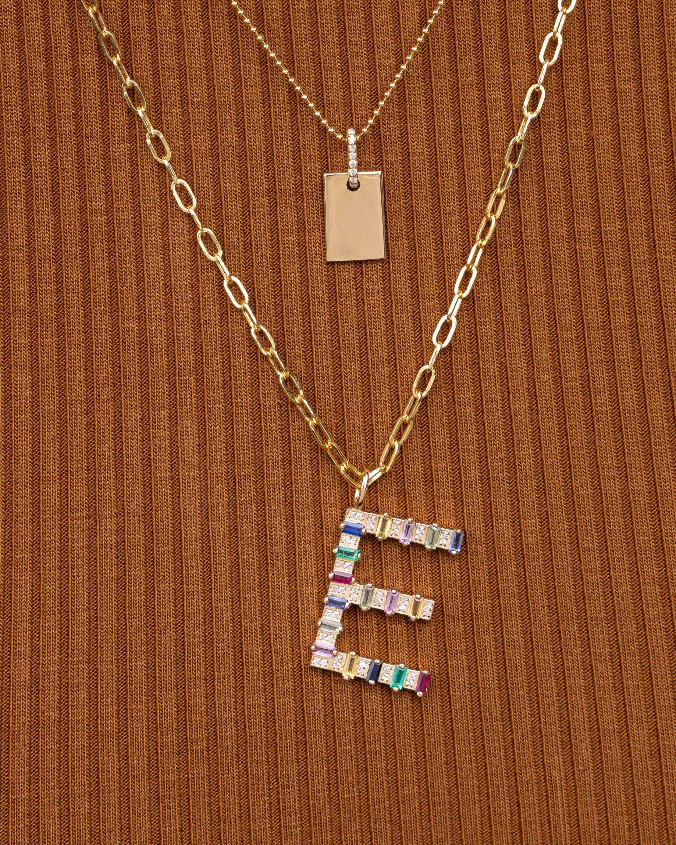Rainbow Baguette and Diamond Initial Charm - Sparkle Society