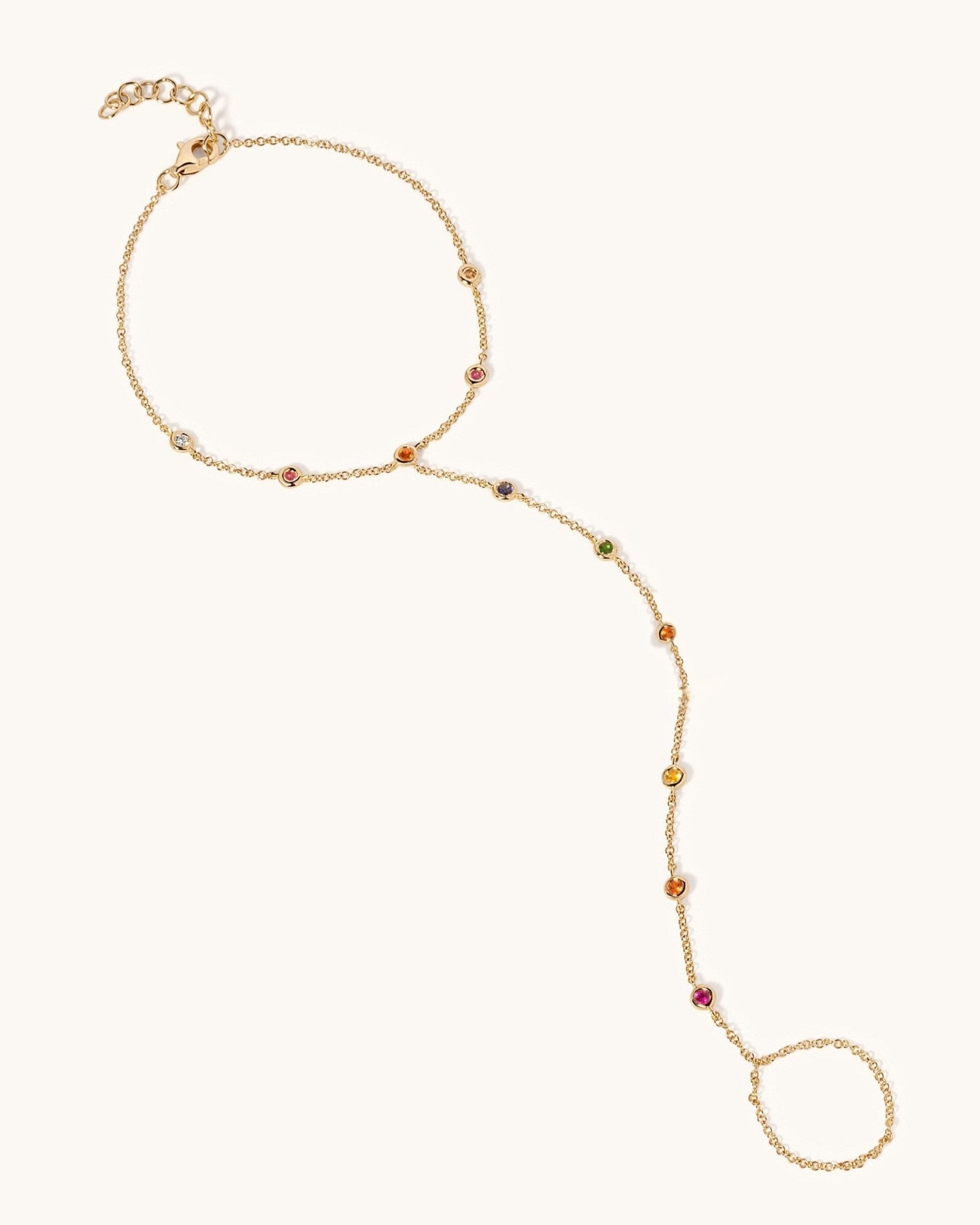 Rainbow Bezels Hand Chain Bracelet - Sparkle Society